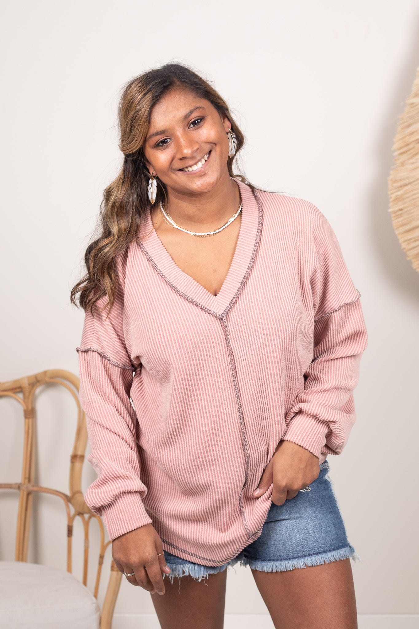 Mauve Lined Longsleeve Top