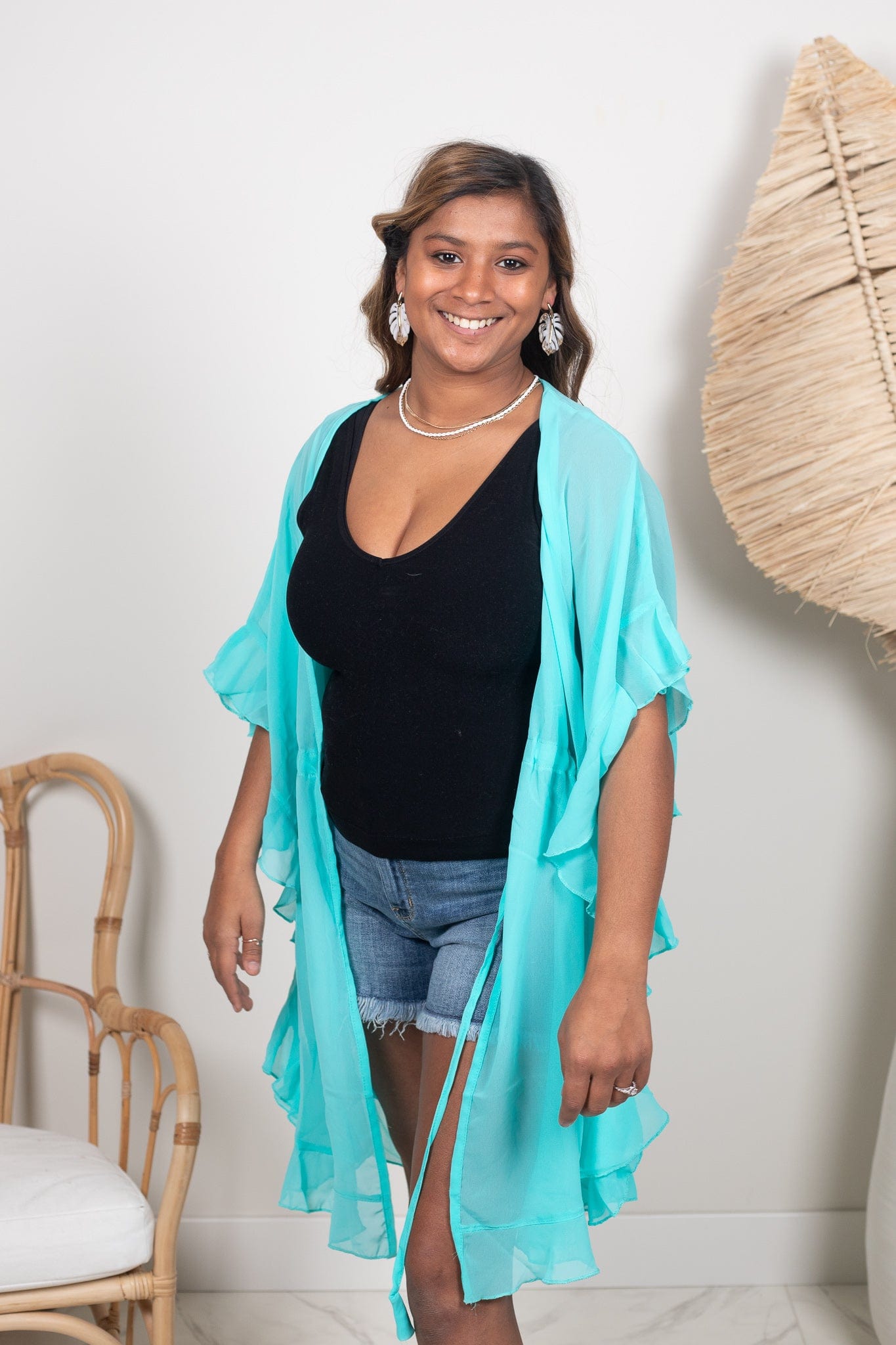 Turquoise Ruffle Cover Up