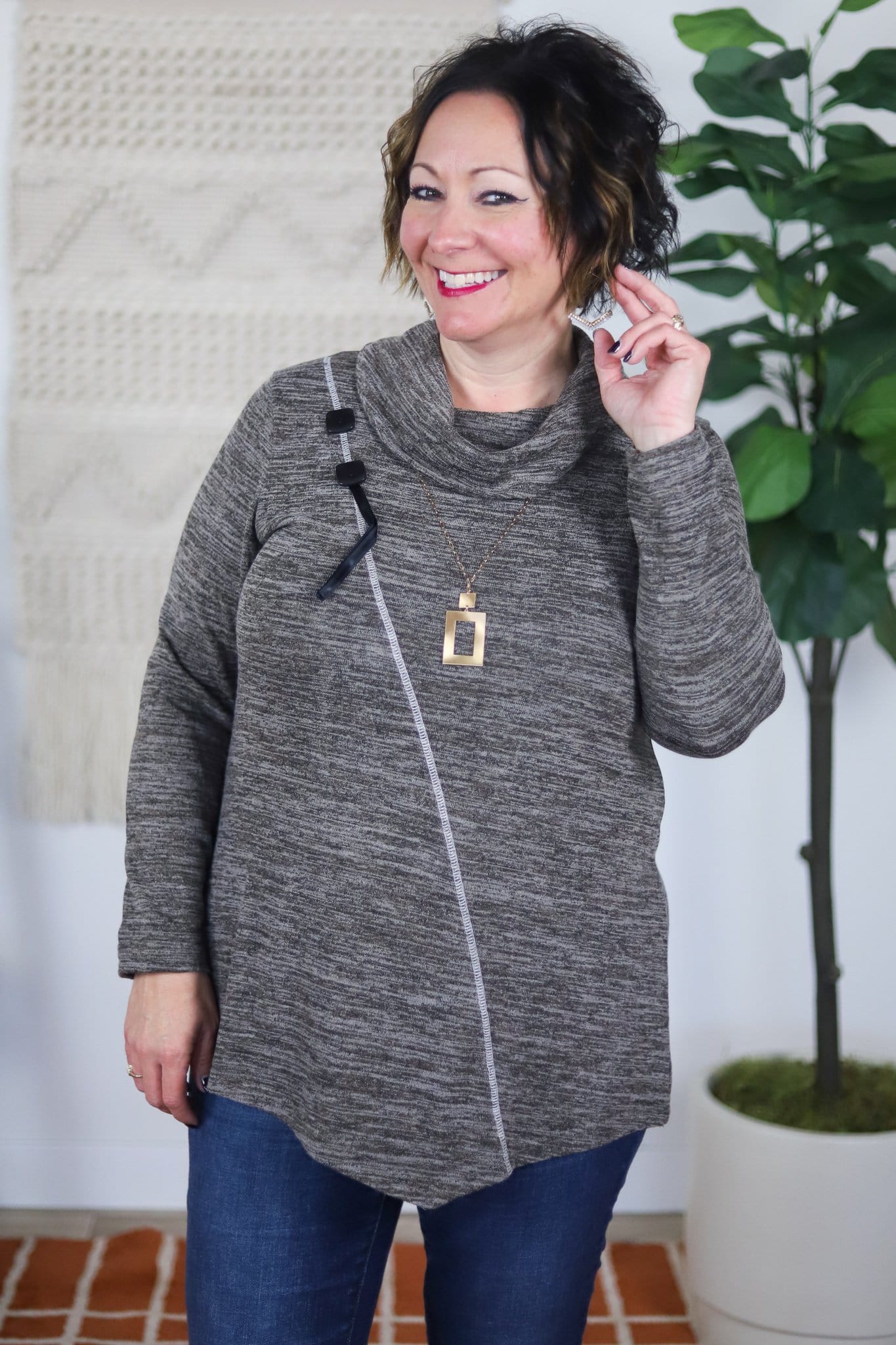 Heathered Button Tunic