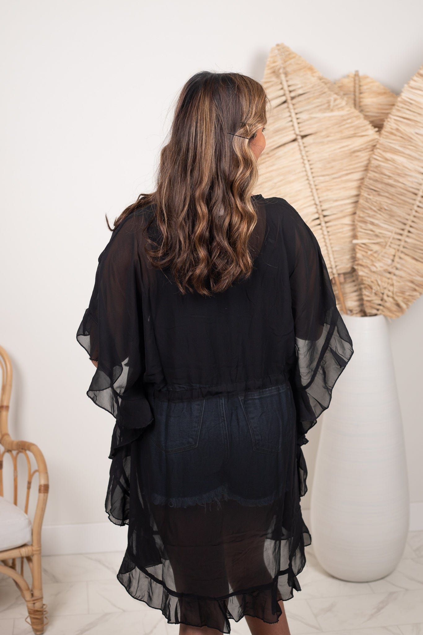 Black Ruffle Cover Up
