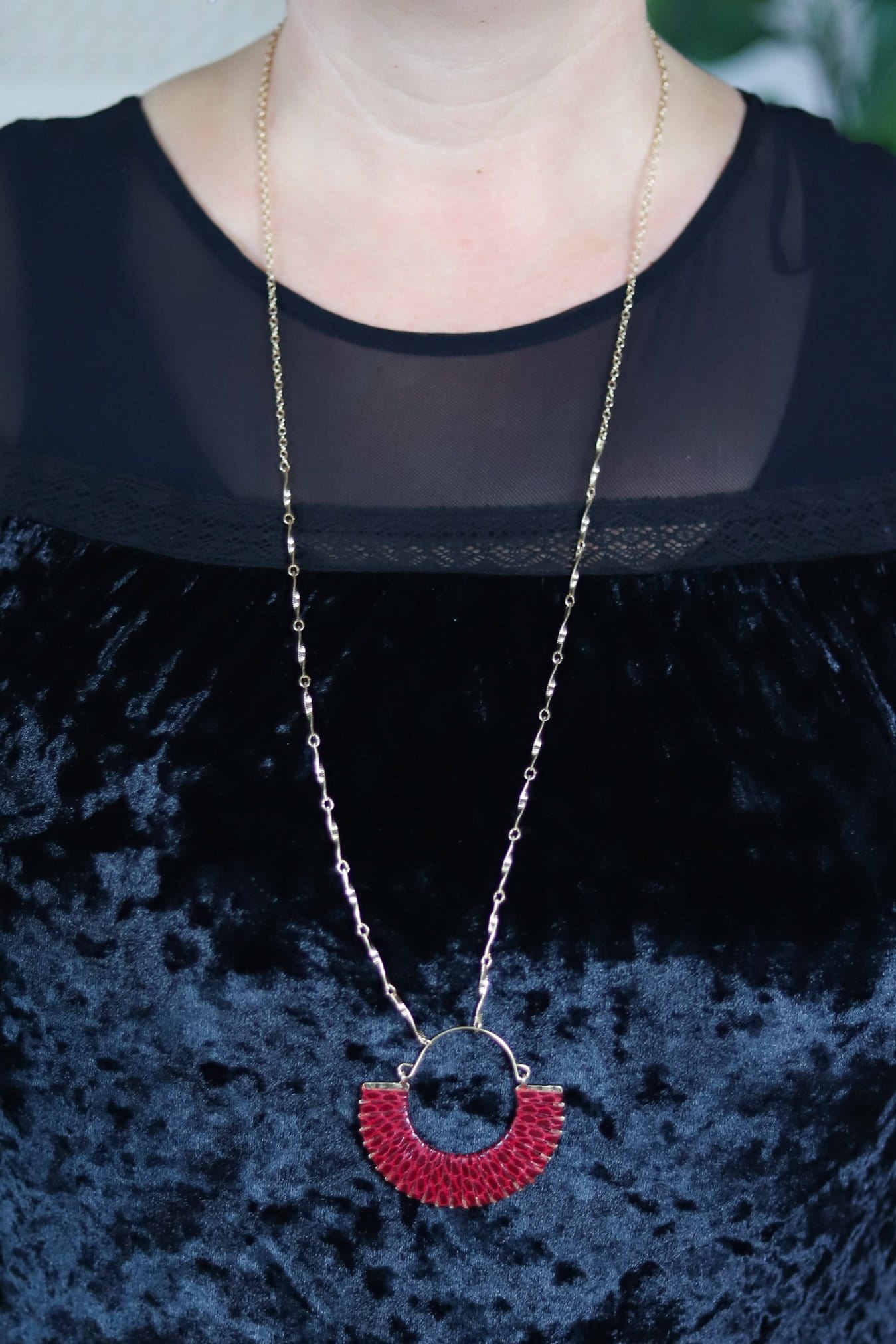 Leather Wrapped Pendant Necklace