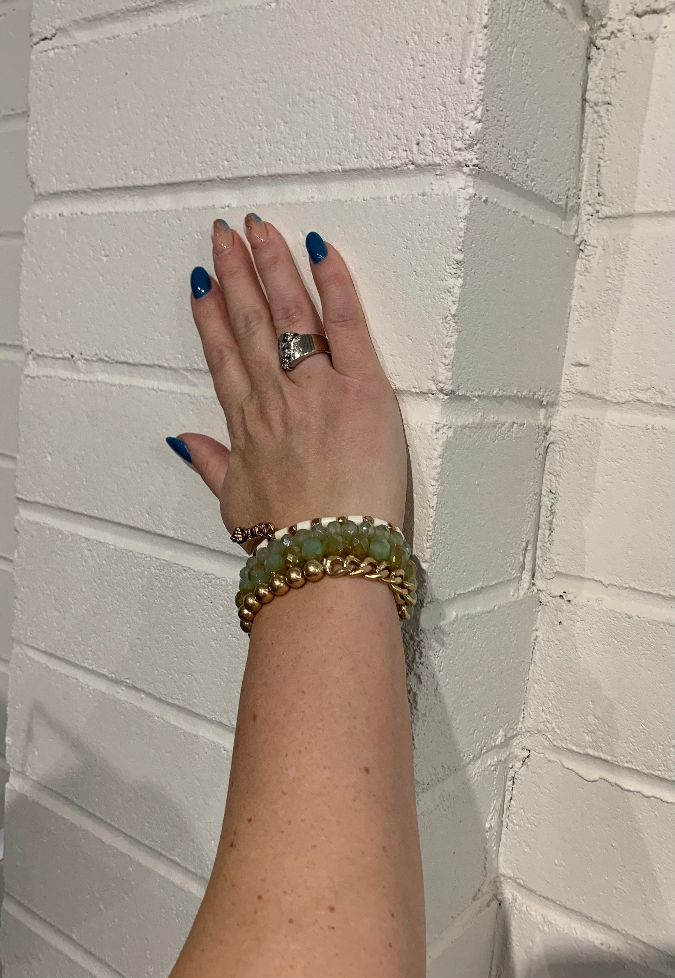 Green Bead Bracelet Set