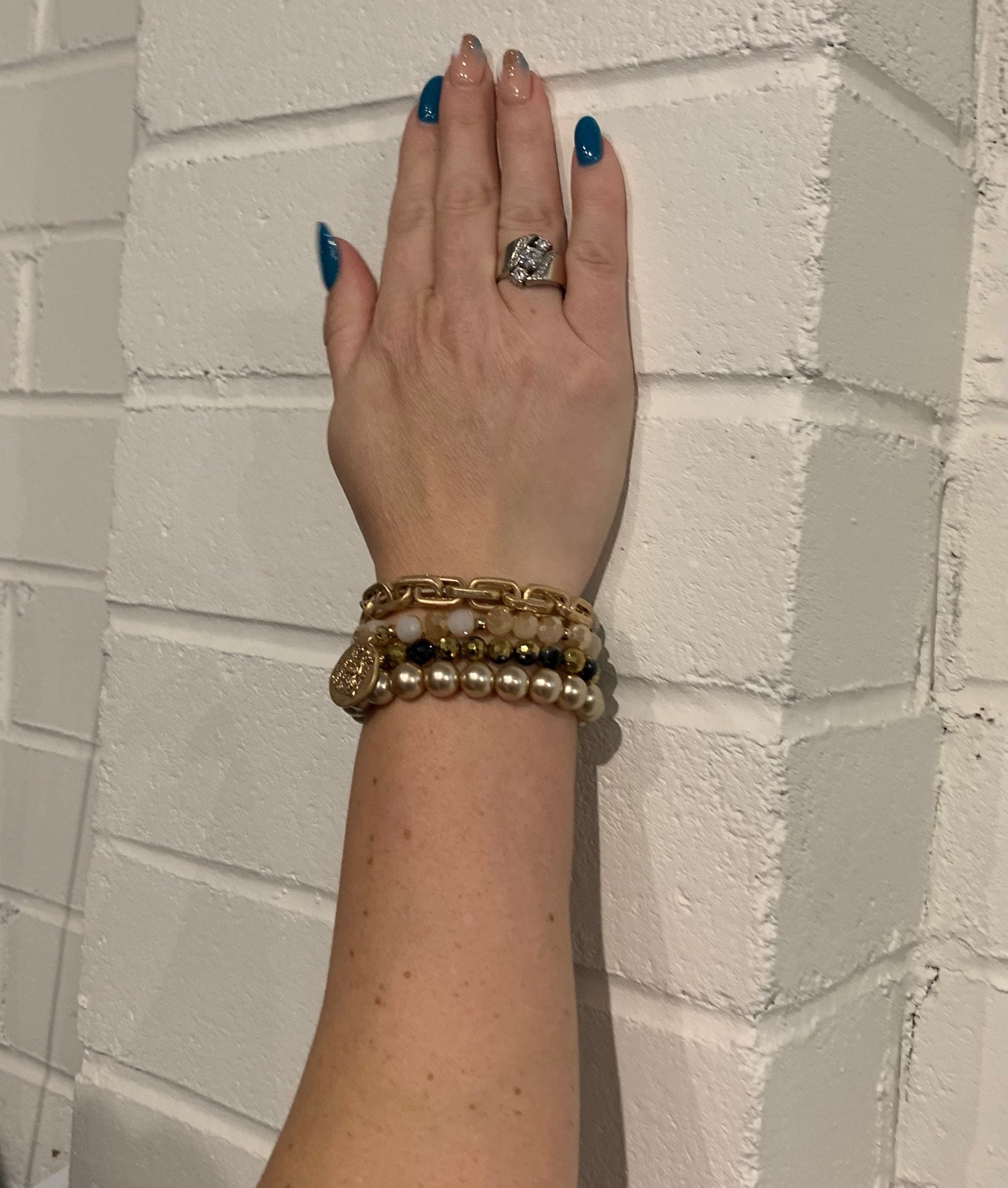 Gold Bead Bracelet Set