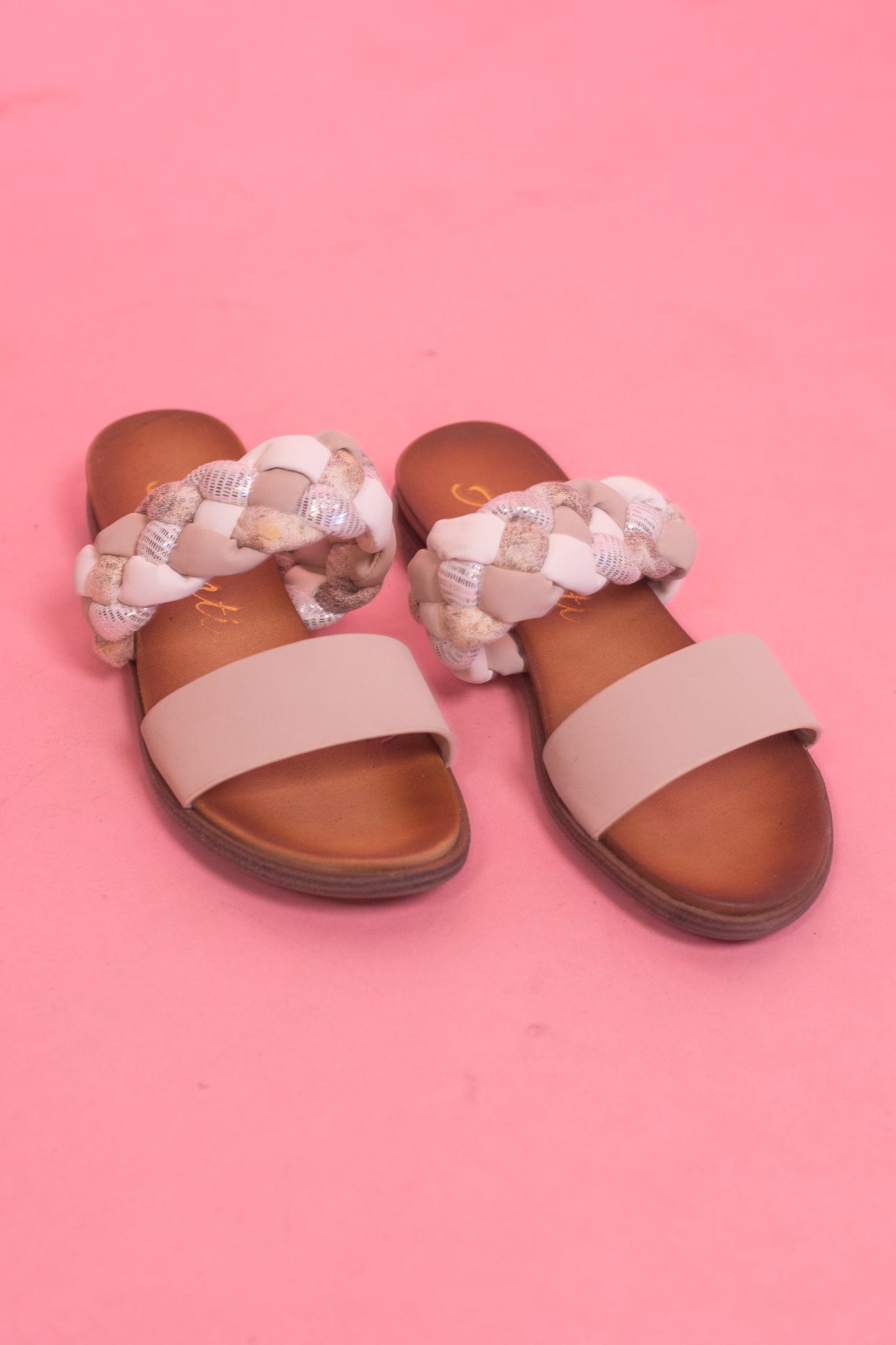 Lara Beige Braided Slide