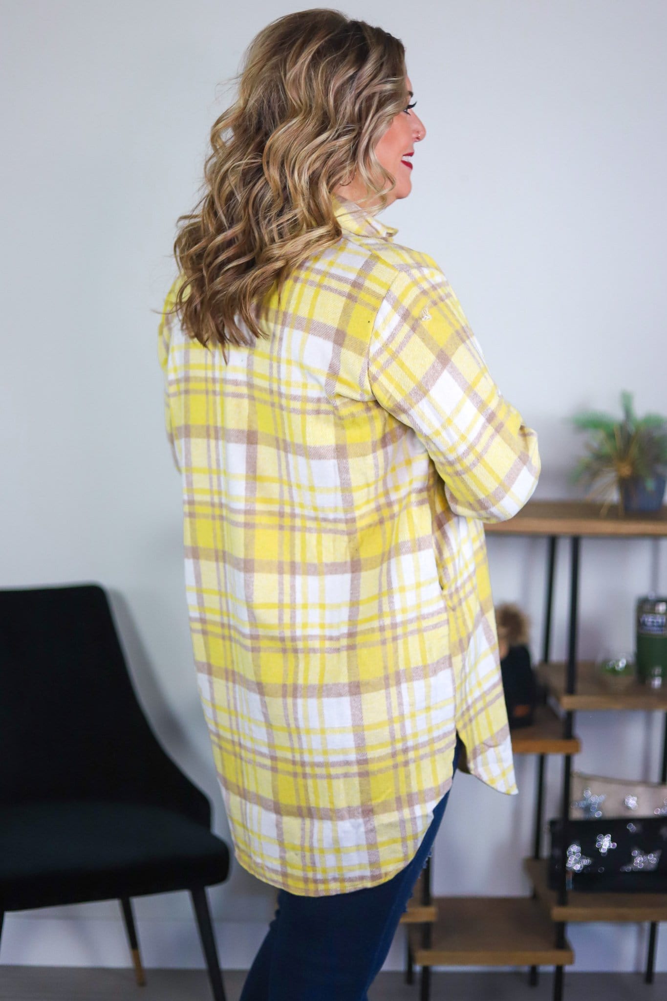 Yellow Check Flannel Shacket