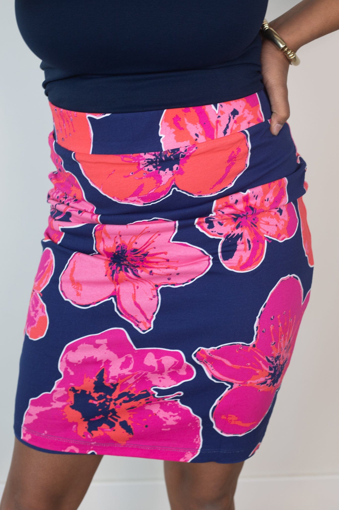 Navy Poppy Reversible Penny Skirt
