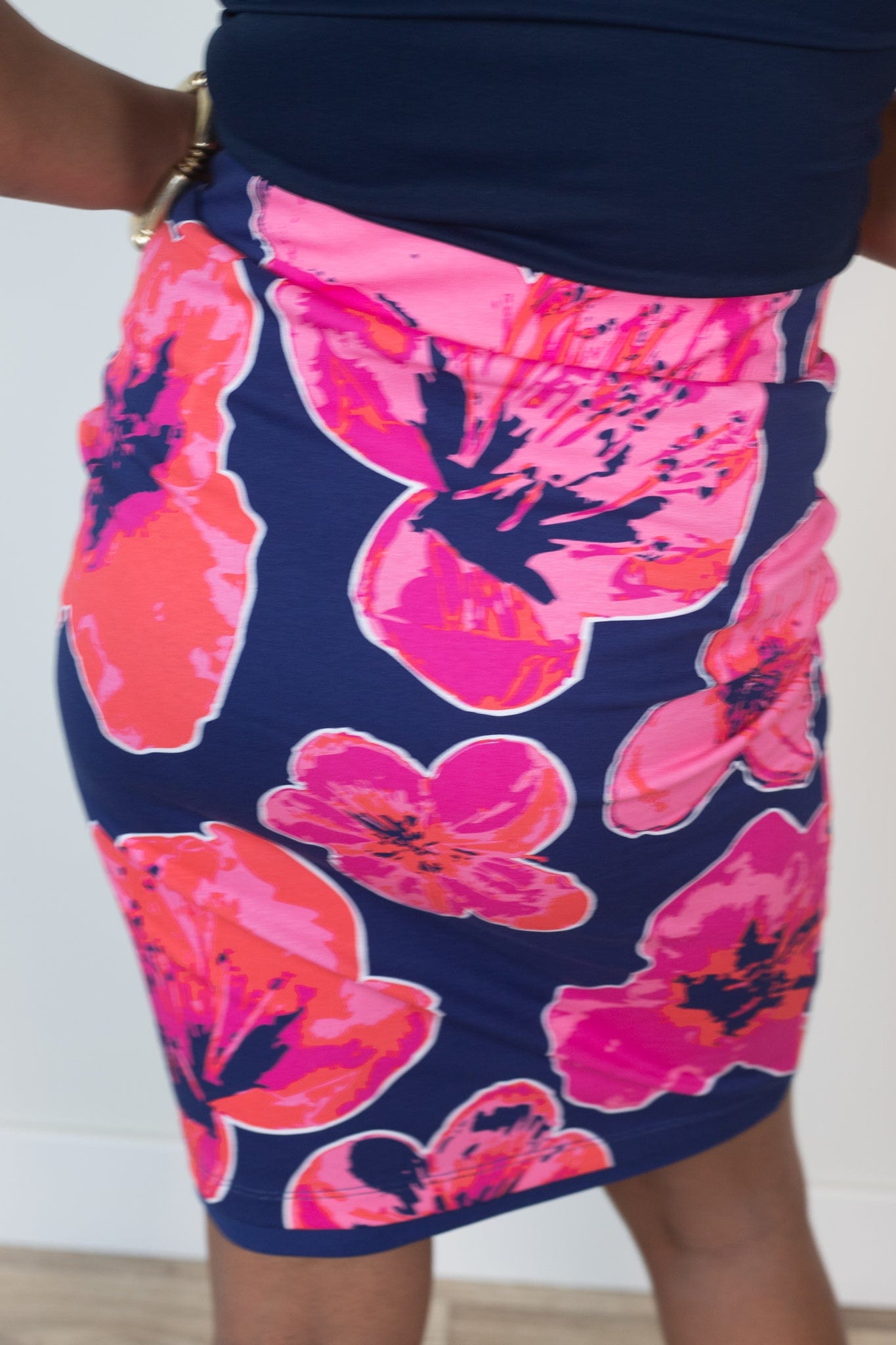 Navy Poppy Reversible Penny Skirt