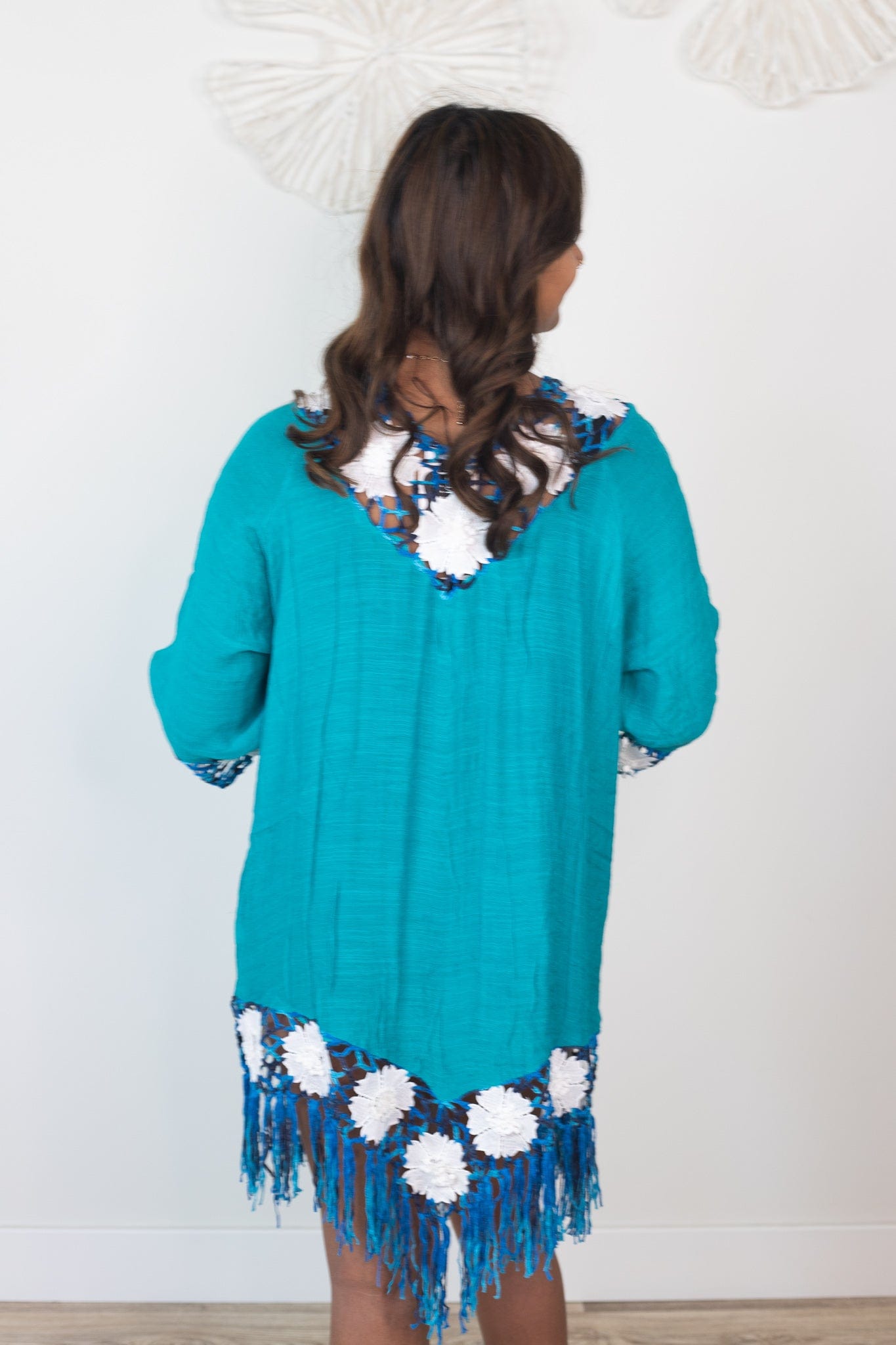 Teal Multi Natural Floral Coverup