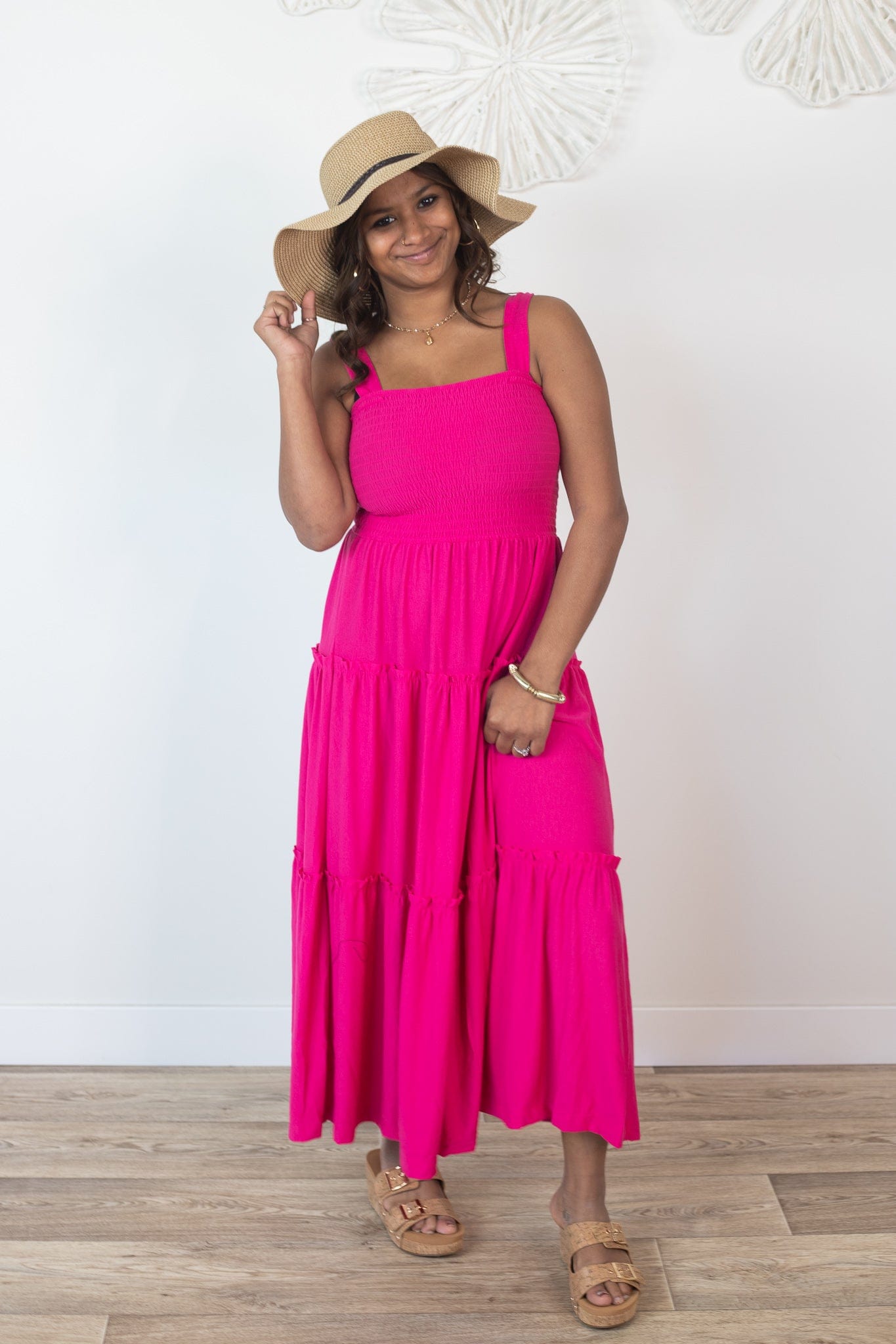 Hot Pink Tiered Maxi Dress