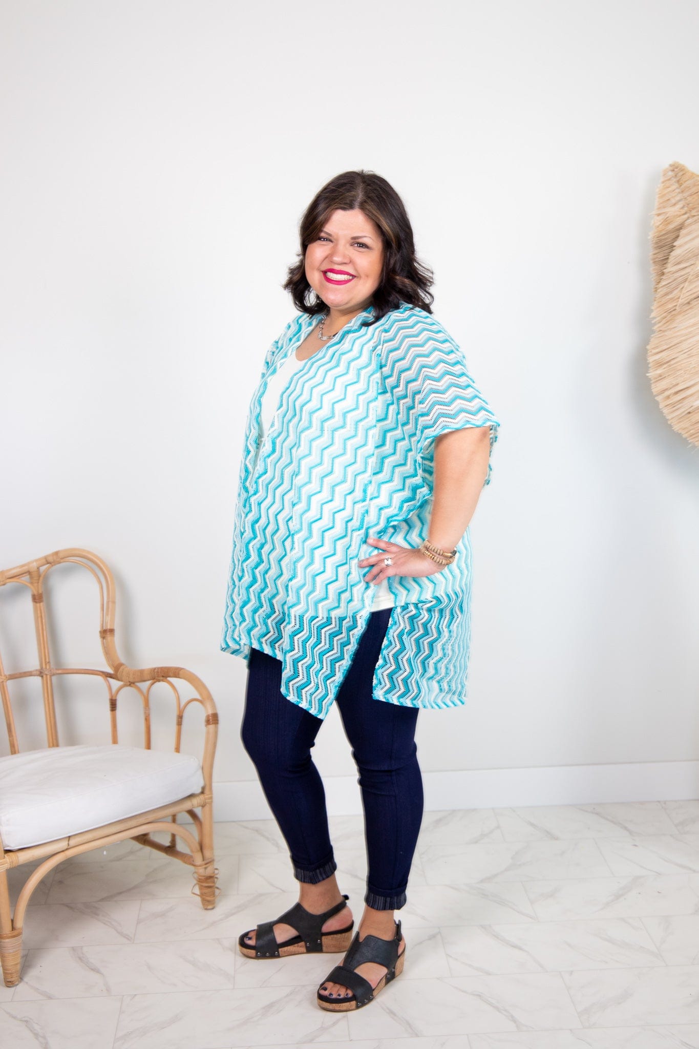 Blue Zig Zag Kimono