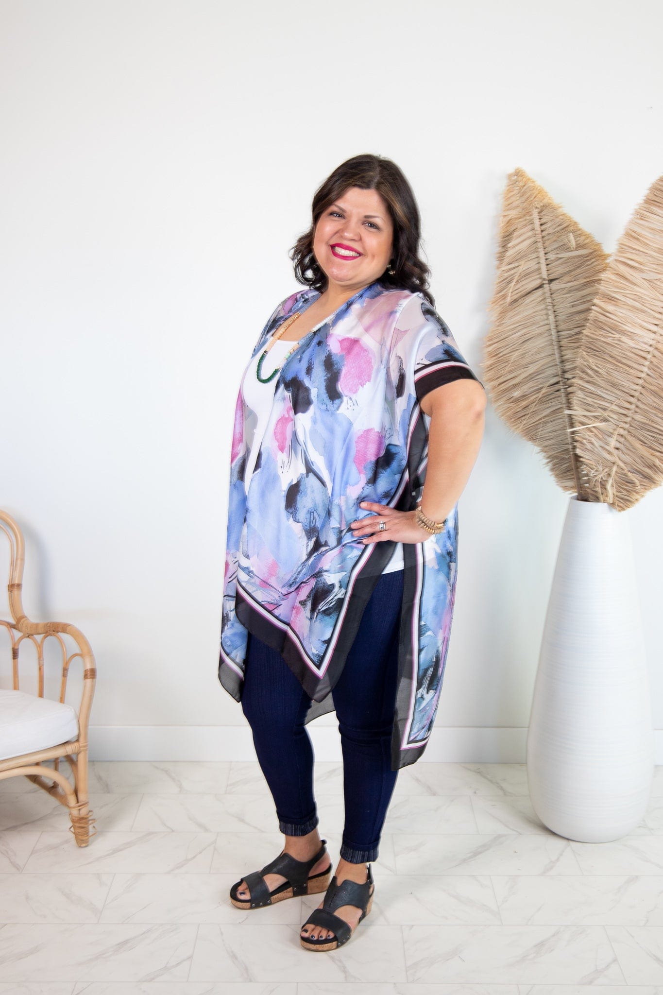 Black Watercolor Kimono