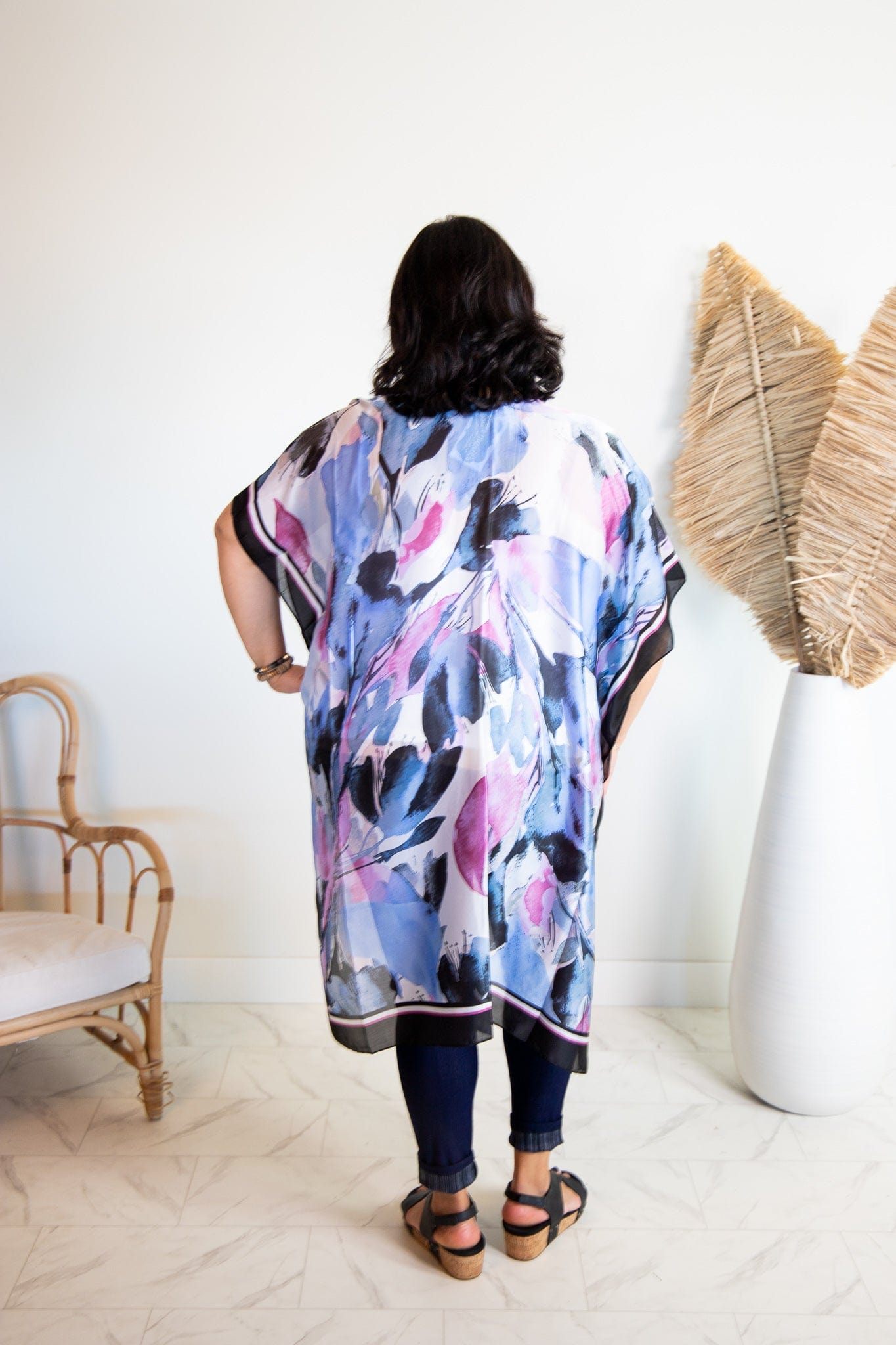 Black Watercolor Kimono