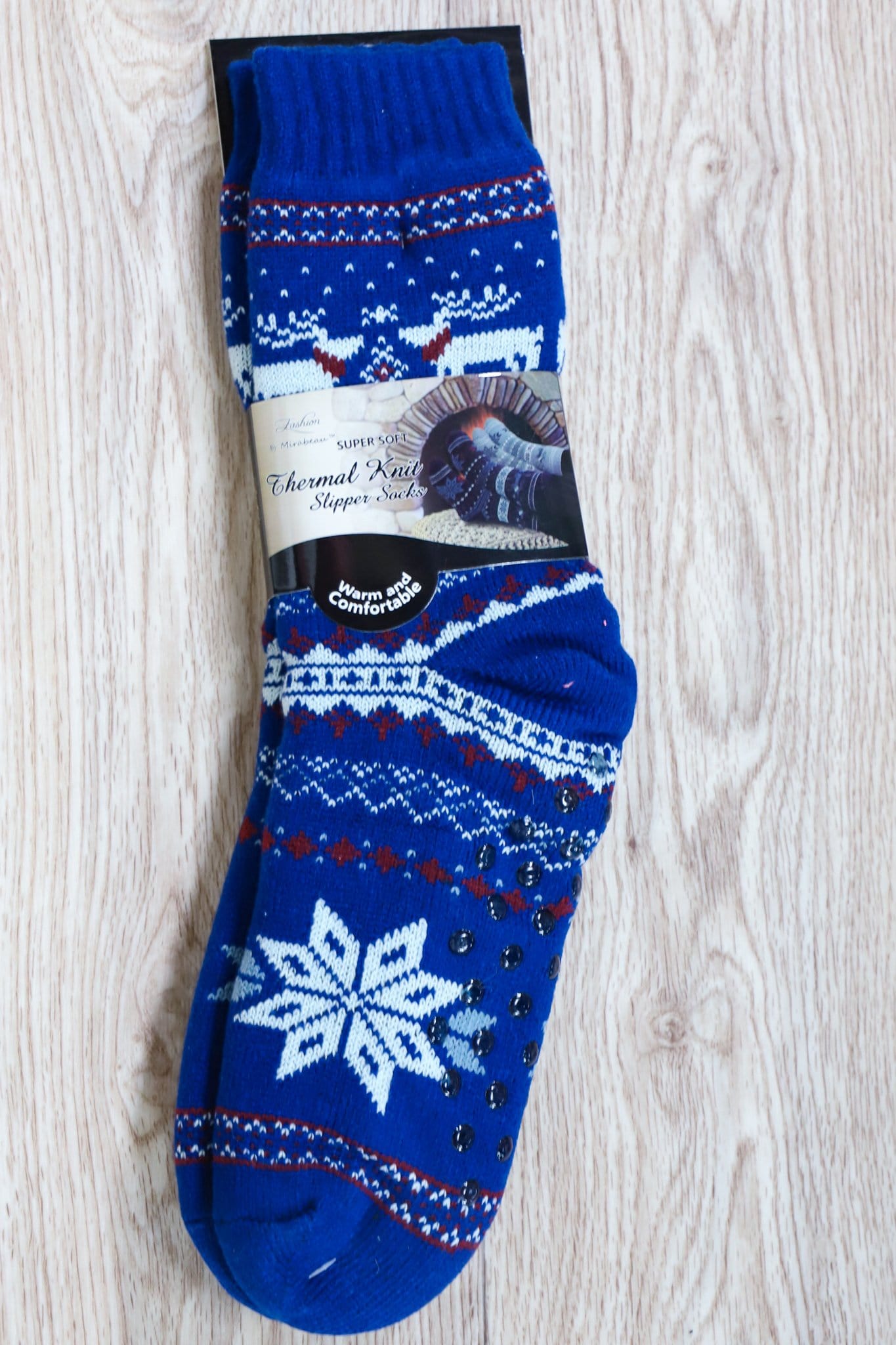 blue winter pattern sock
