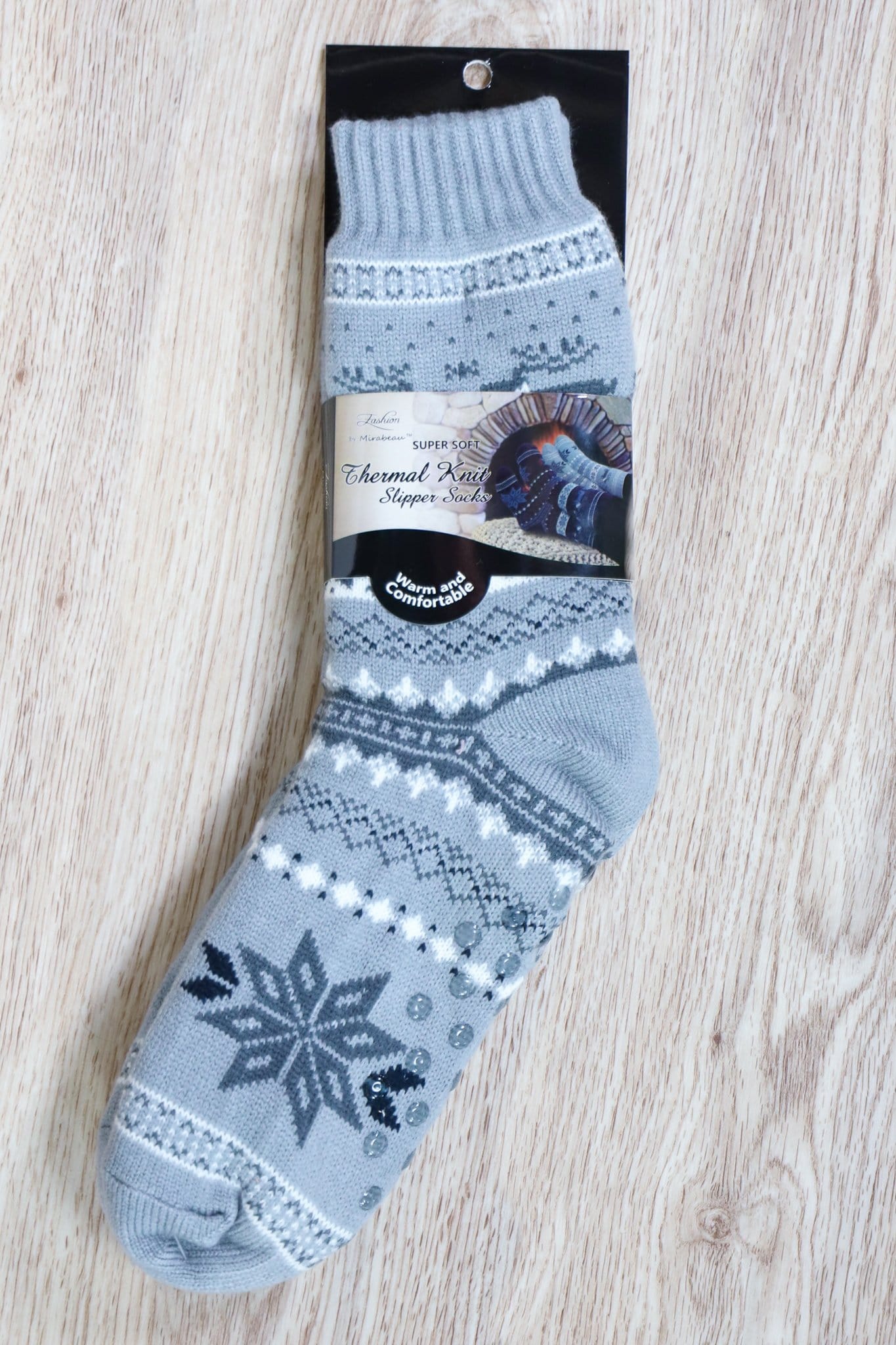 light blue pattern winter sock