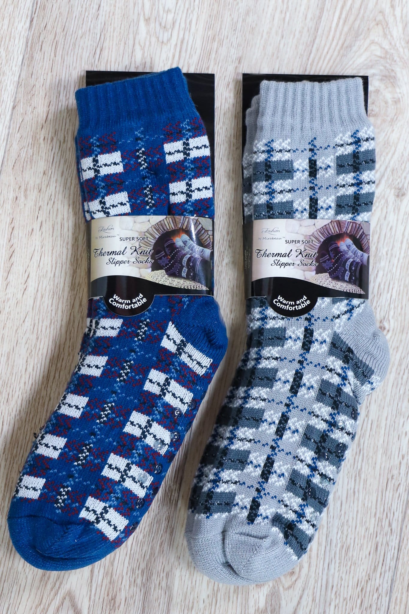 Blue and grey plaid sock group