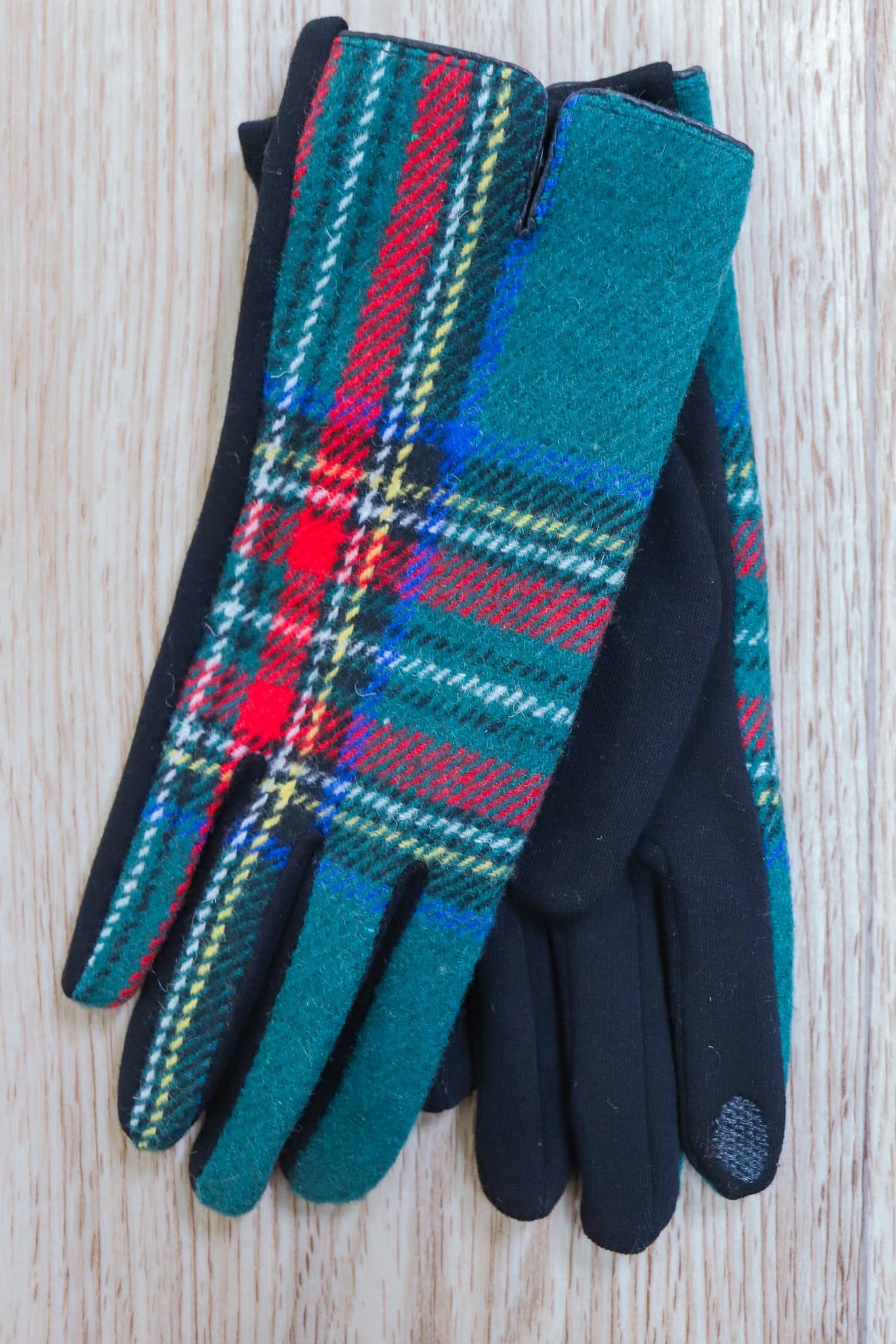 green flannel warm gloves