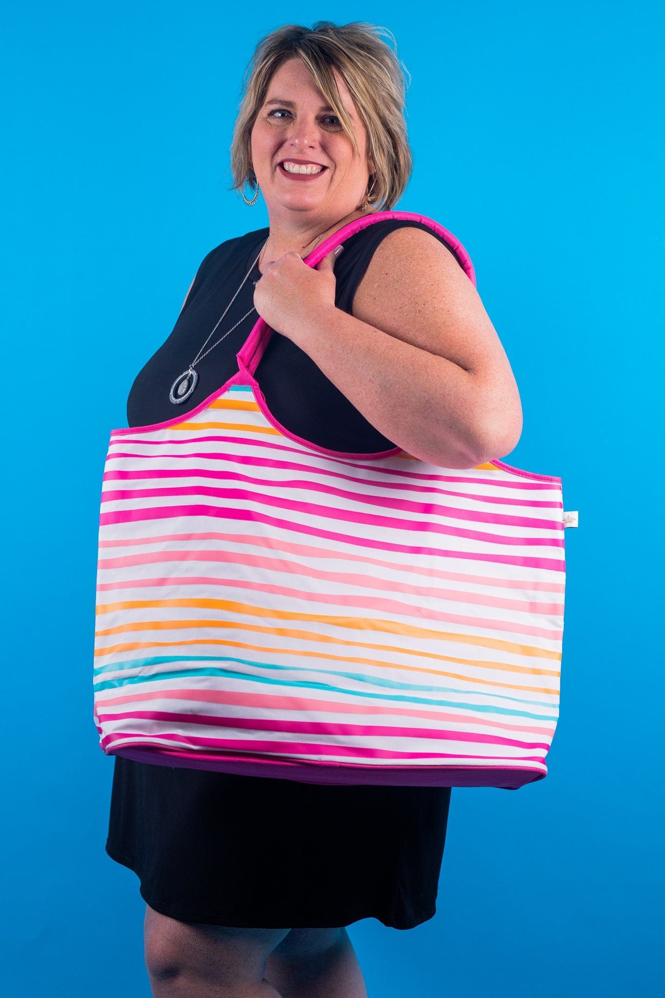 Pink Barbados Stripe Beach Bag Media 1 of 1