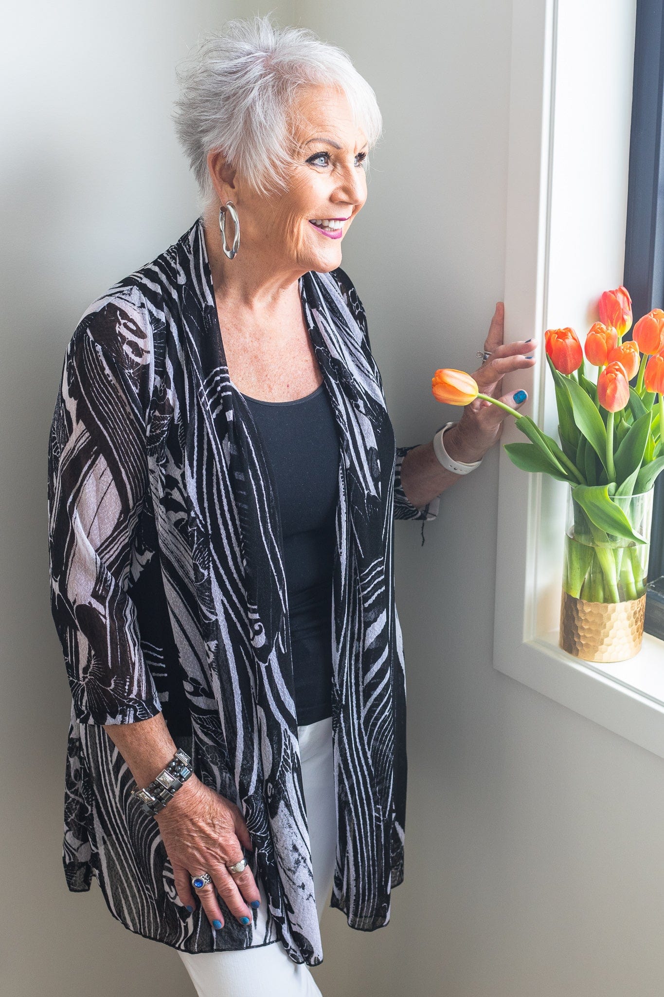 Black & White Luau Mesh Cardigan