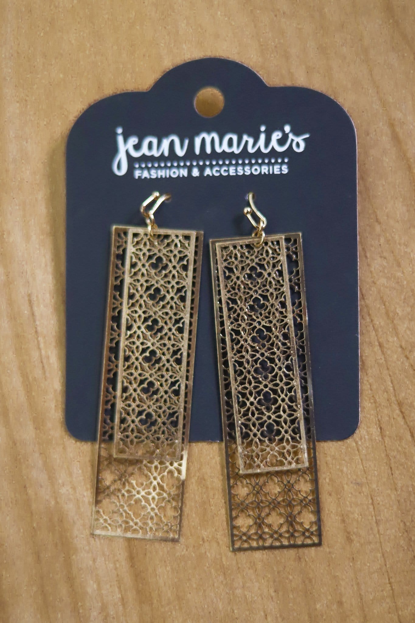 gold and bronze geometric earring