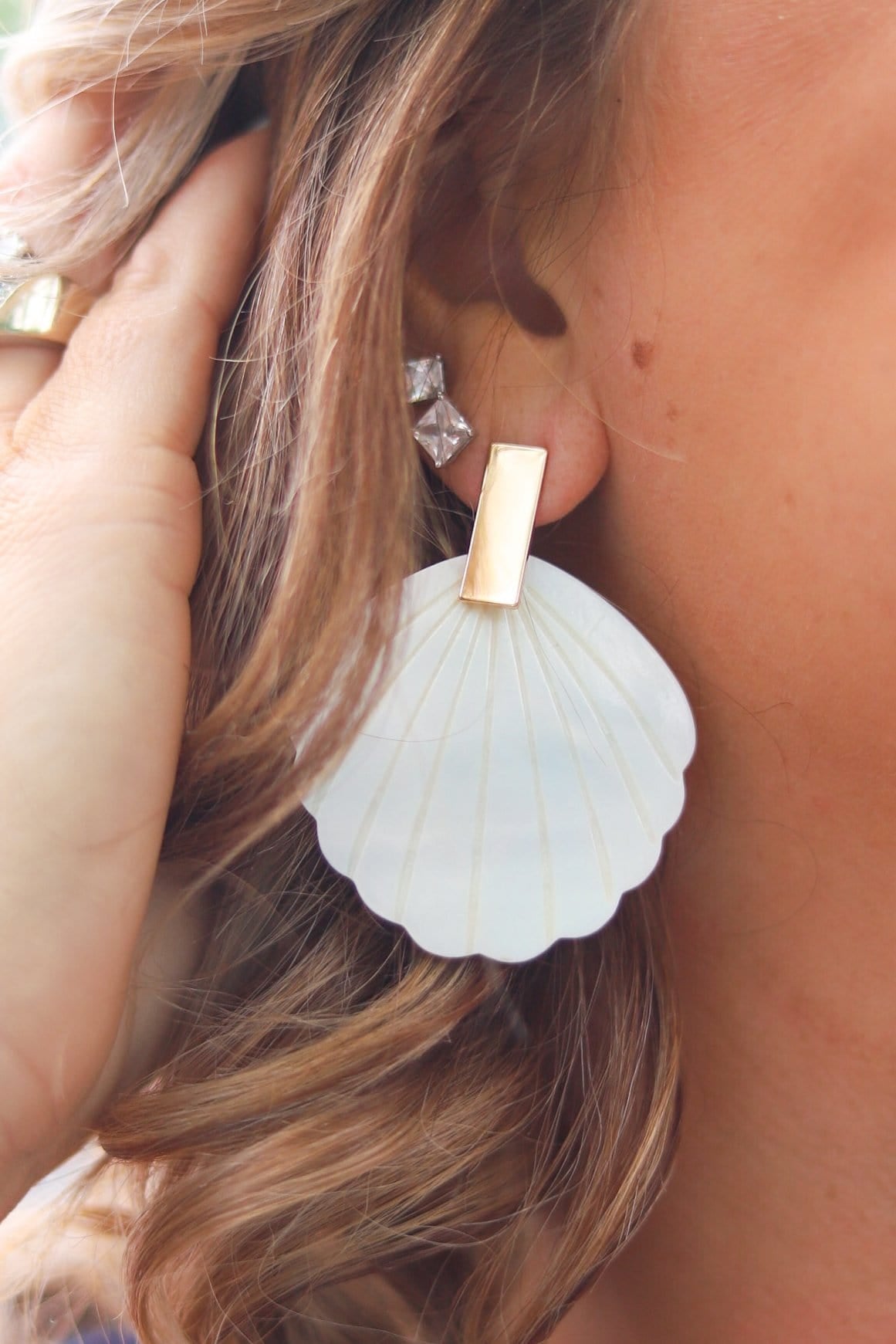 White Gold Post Earring