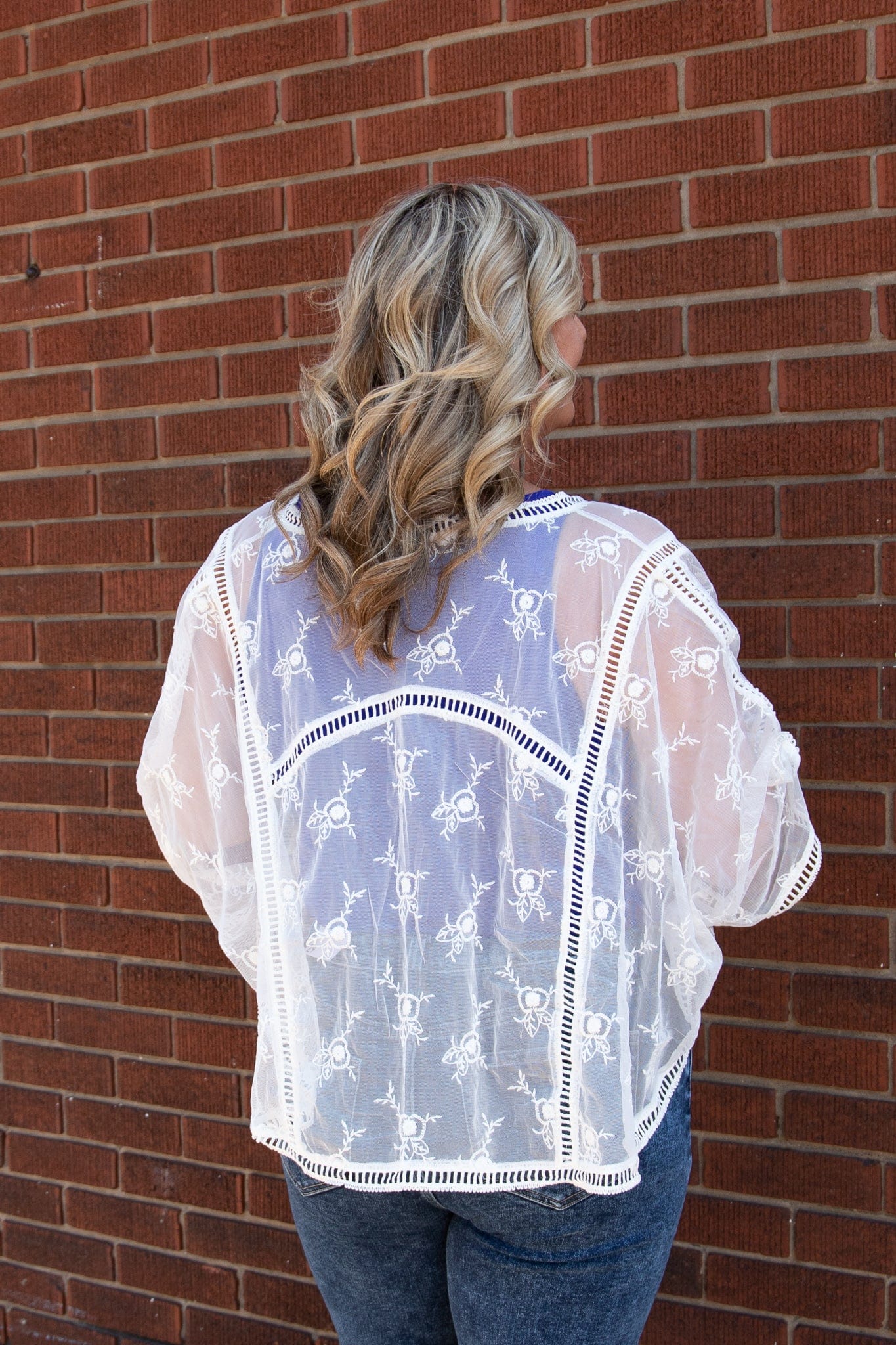 White Lace Crop Kimono