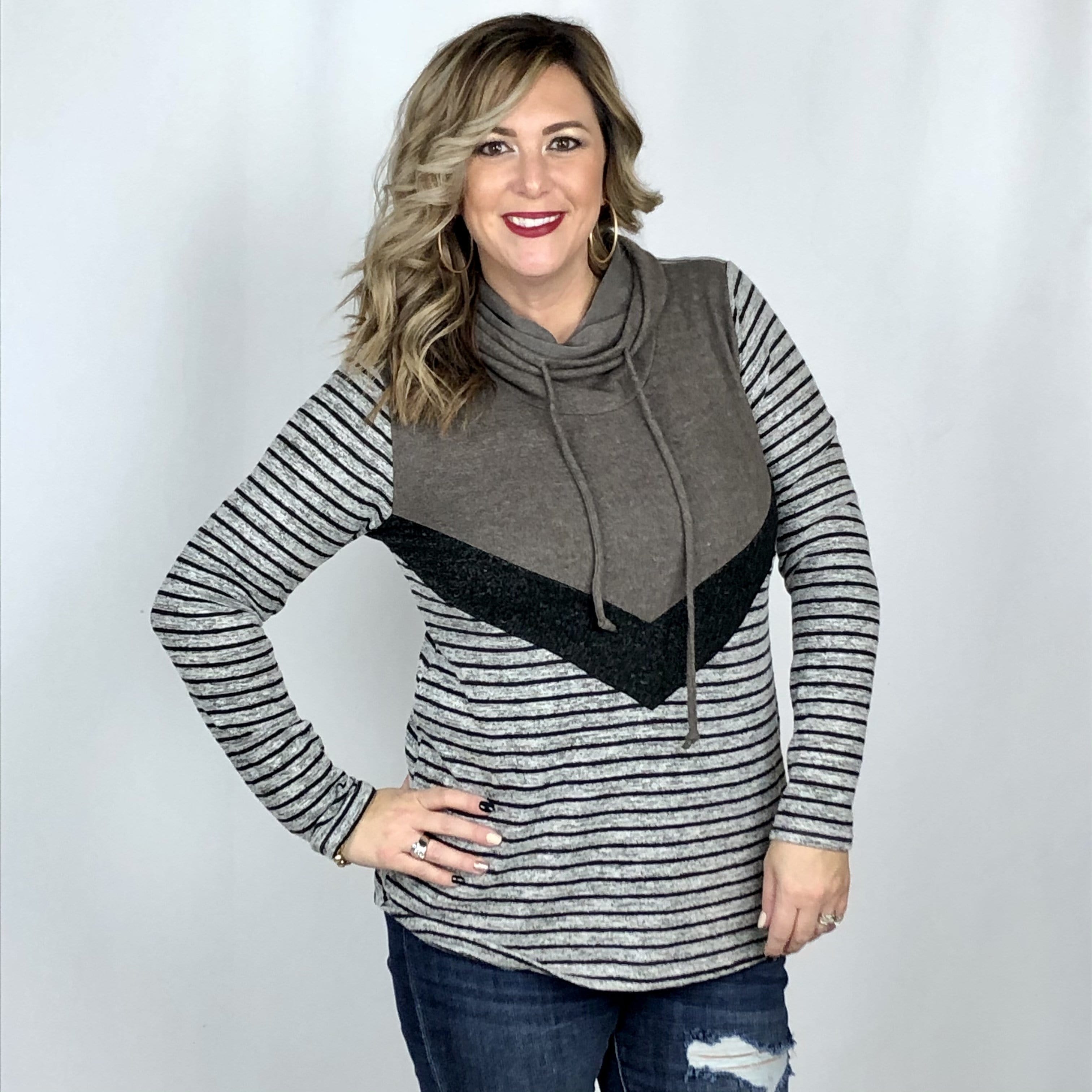 Brushed Tri Colorblock Hood Pullover