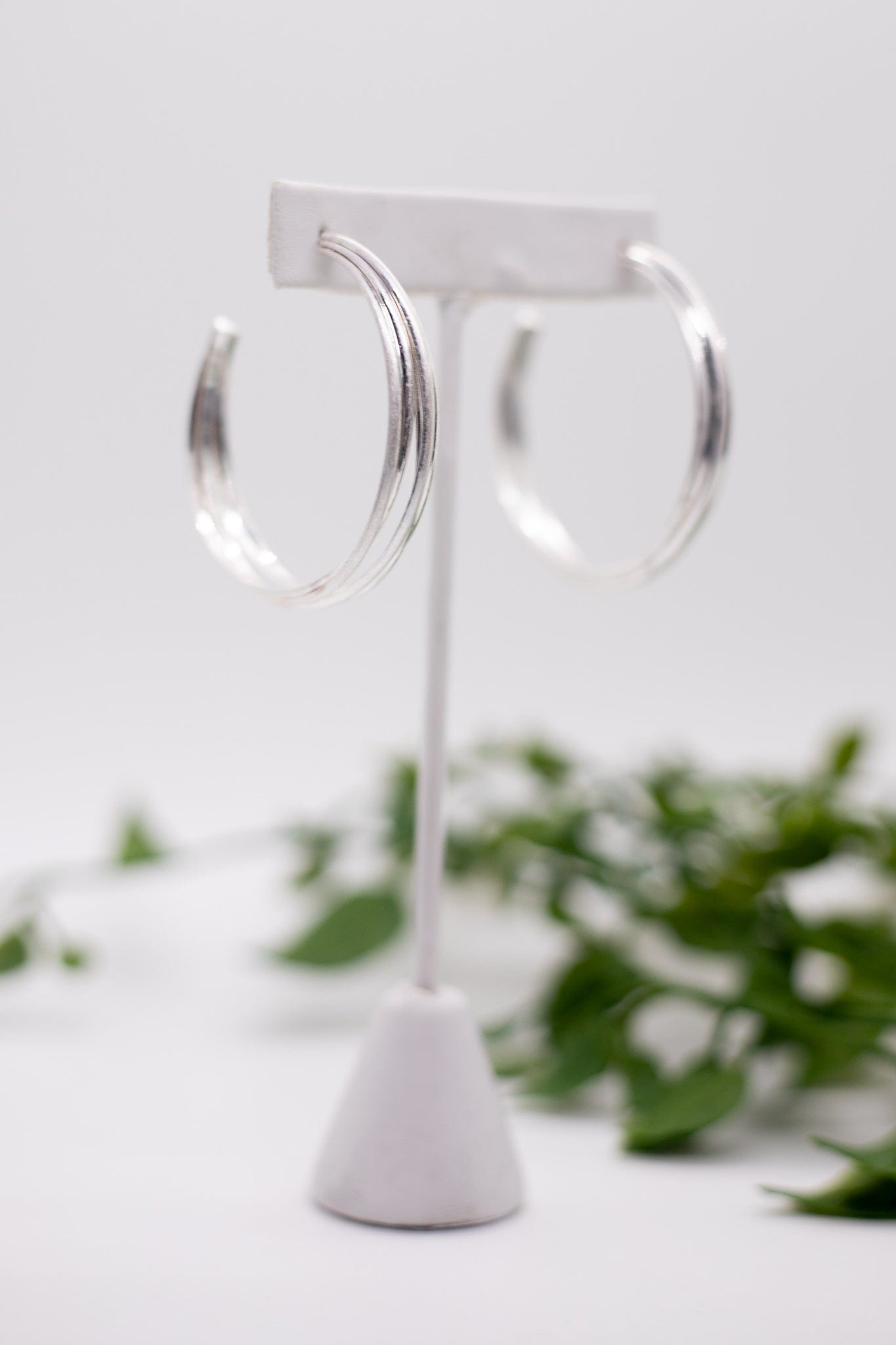 Silver 5 Lines Hoop Earring