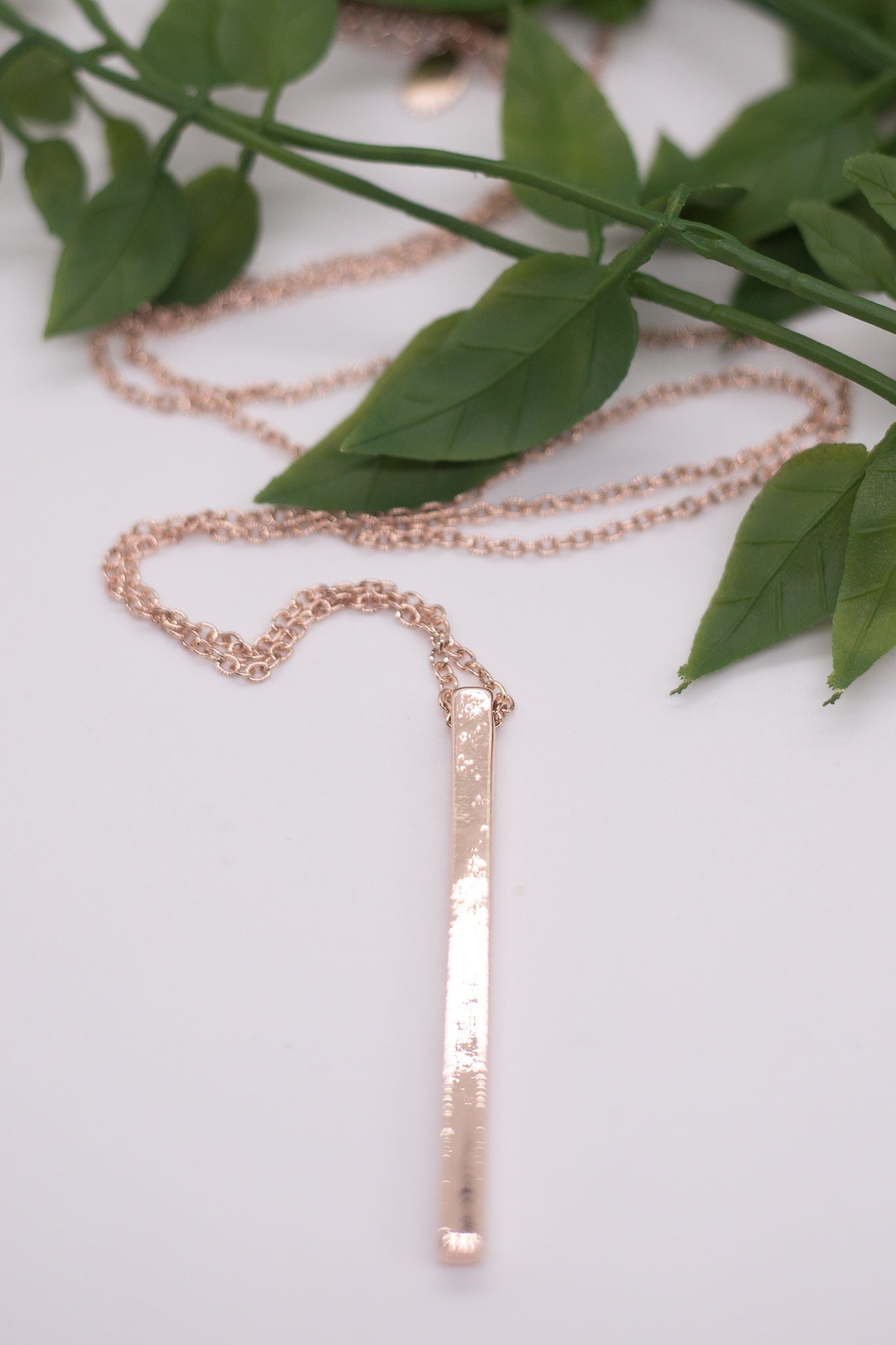 Rose Gold Bar Pendant Necklace
