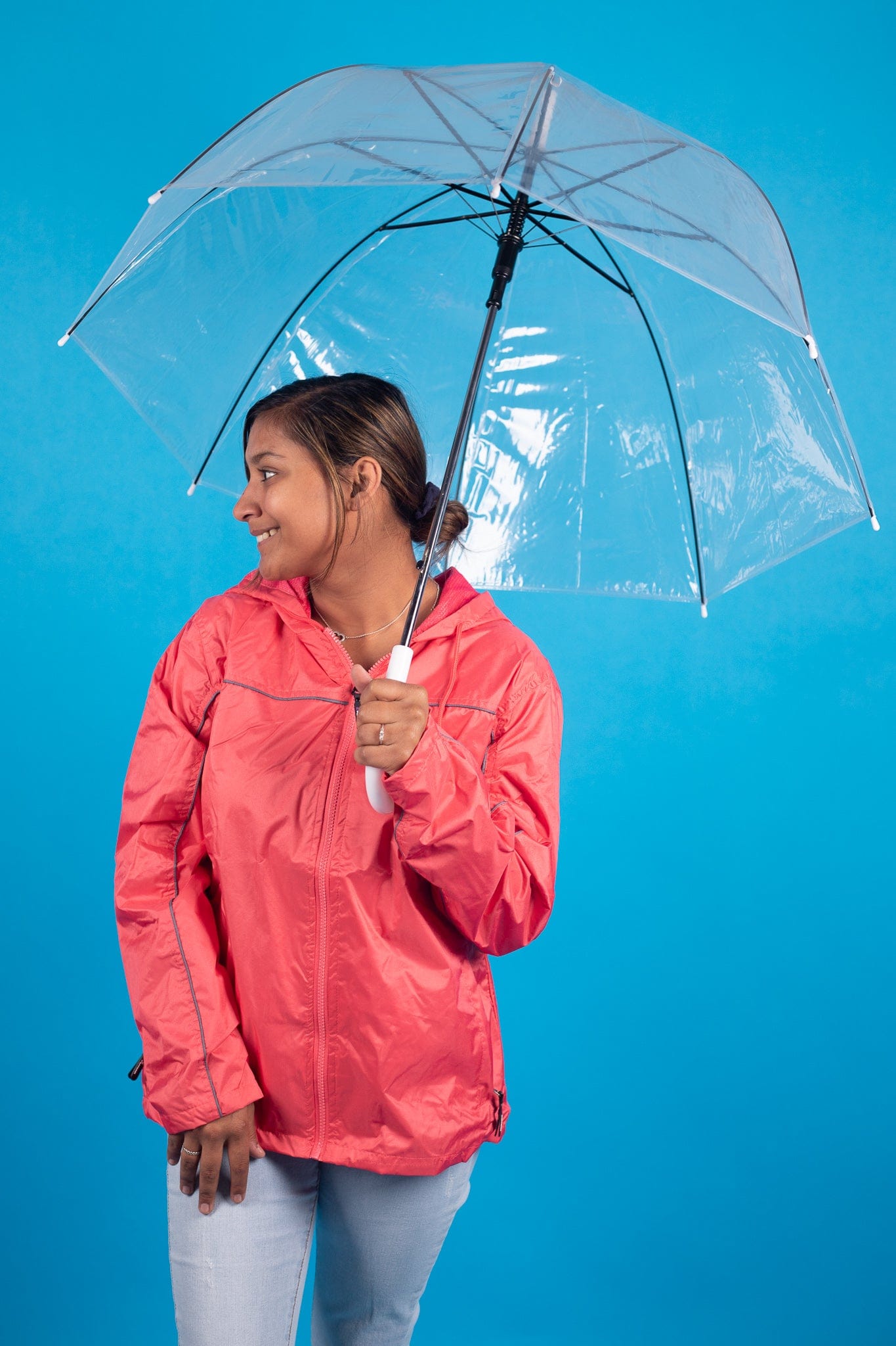 Clear Bubble Umbrella w/ White Handle
