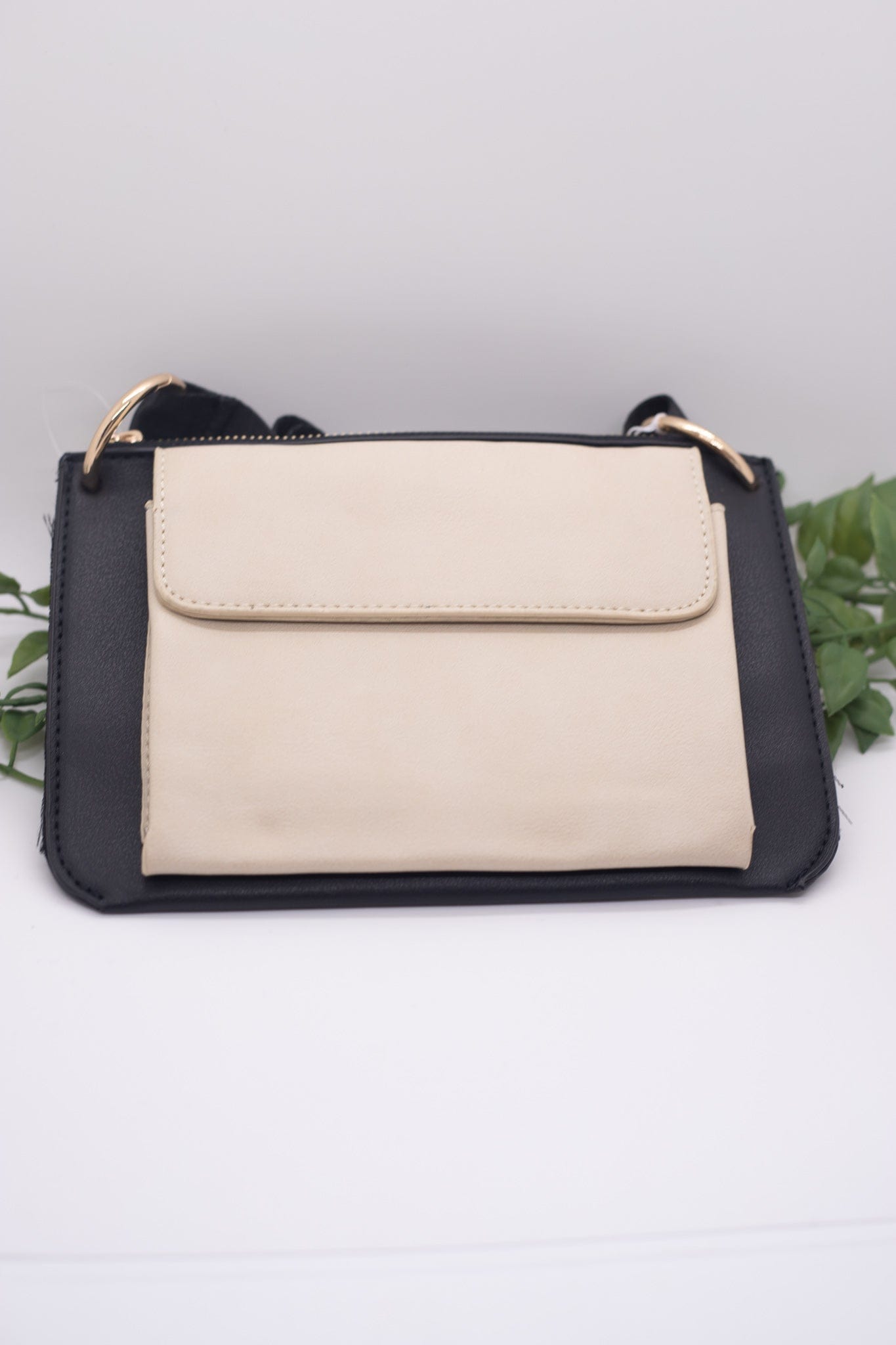 Black & Beige Pocket Crossbody