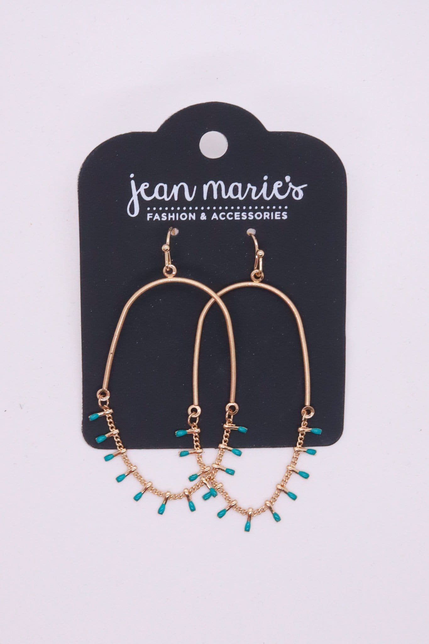mini chain teal earrings