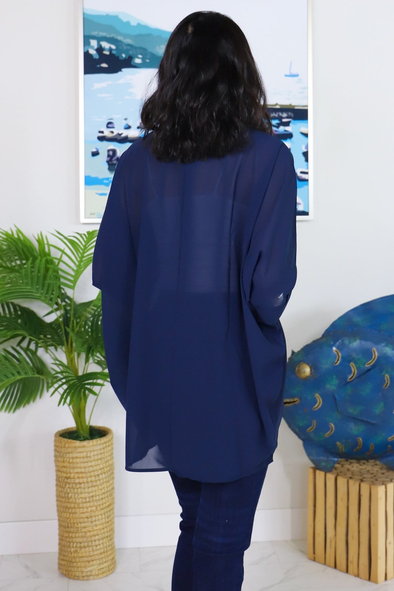 Chiffon Shoulder Pleated Cardigan