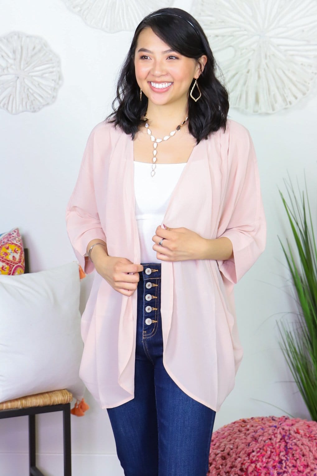 Chiffon Shoulder Pleated Cardigan
