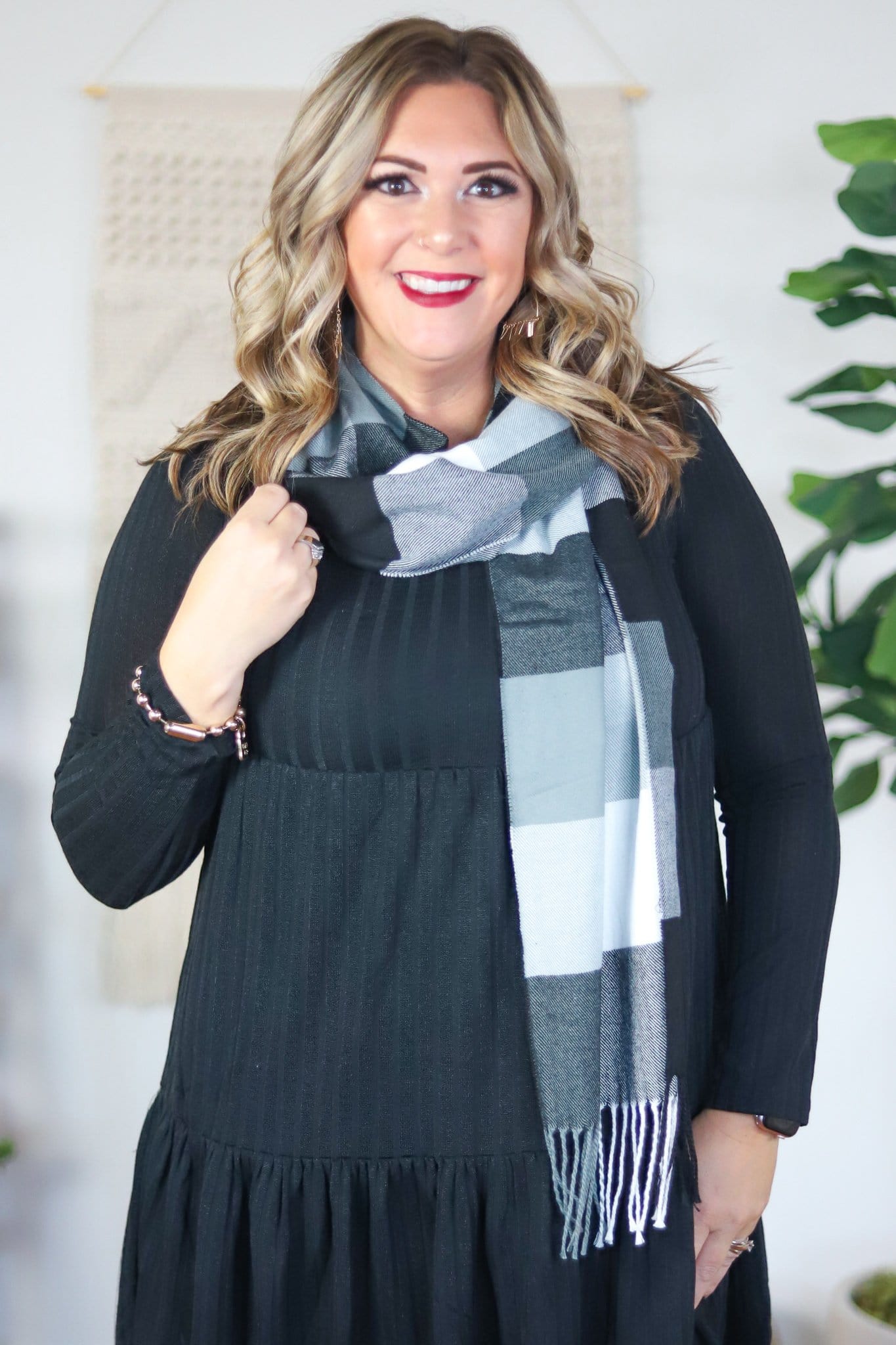 grey blue block scarf