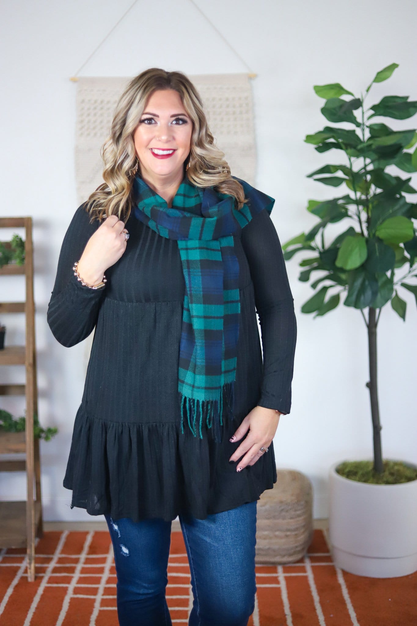 blue teal green navy scarf