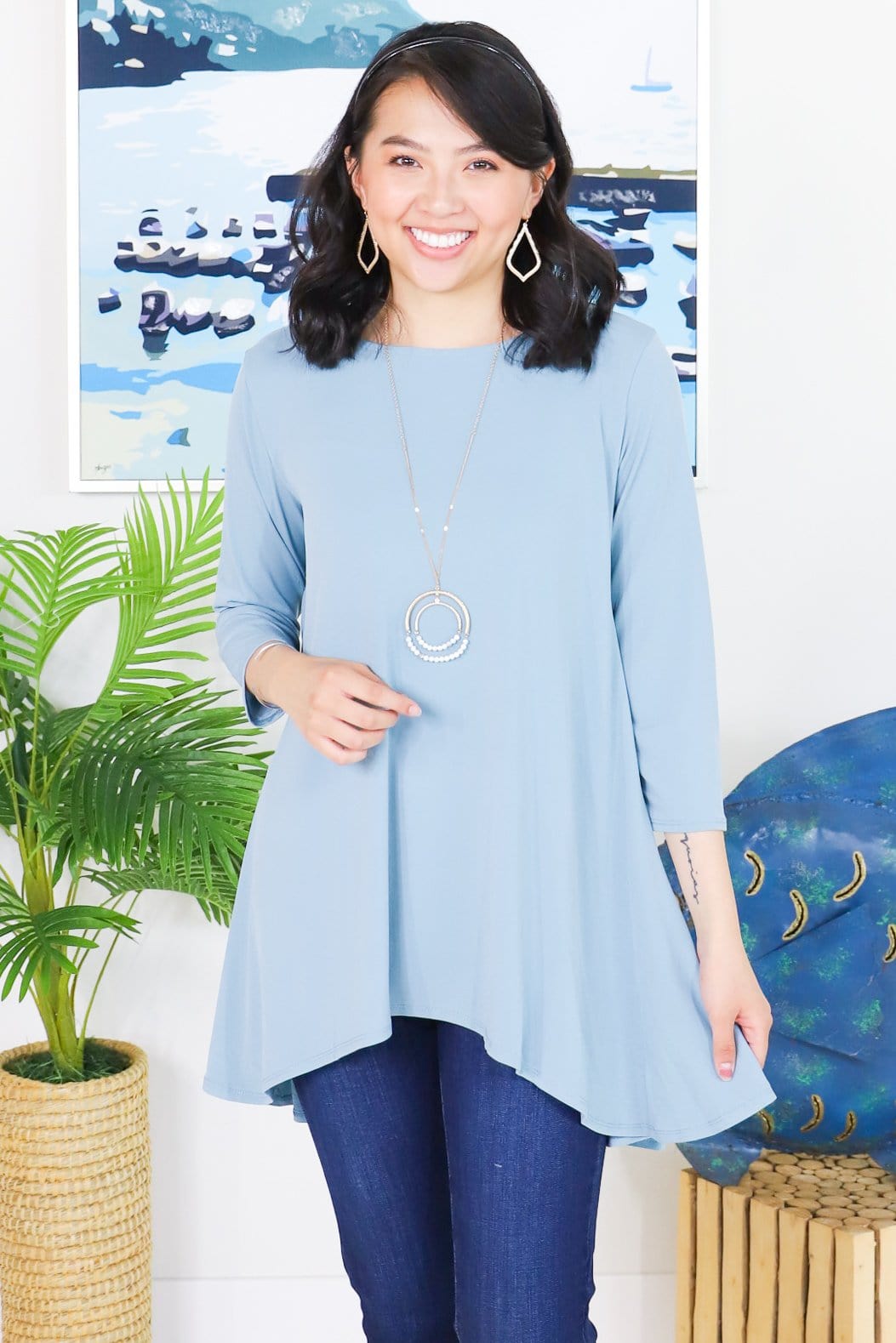 3/4 Sleeve Swing Top