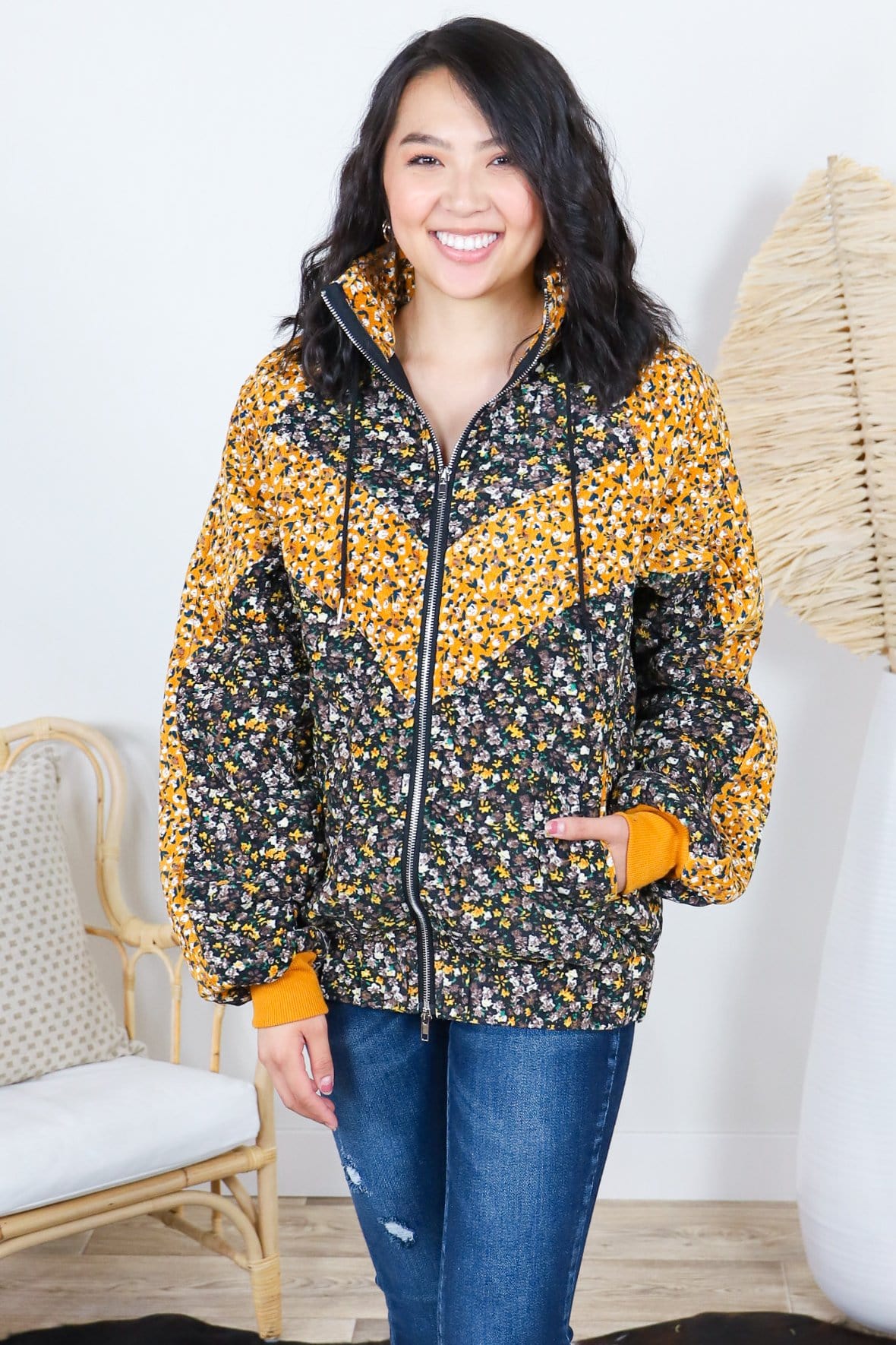 Ditzy Printed Corduroy Quilt Jacket
