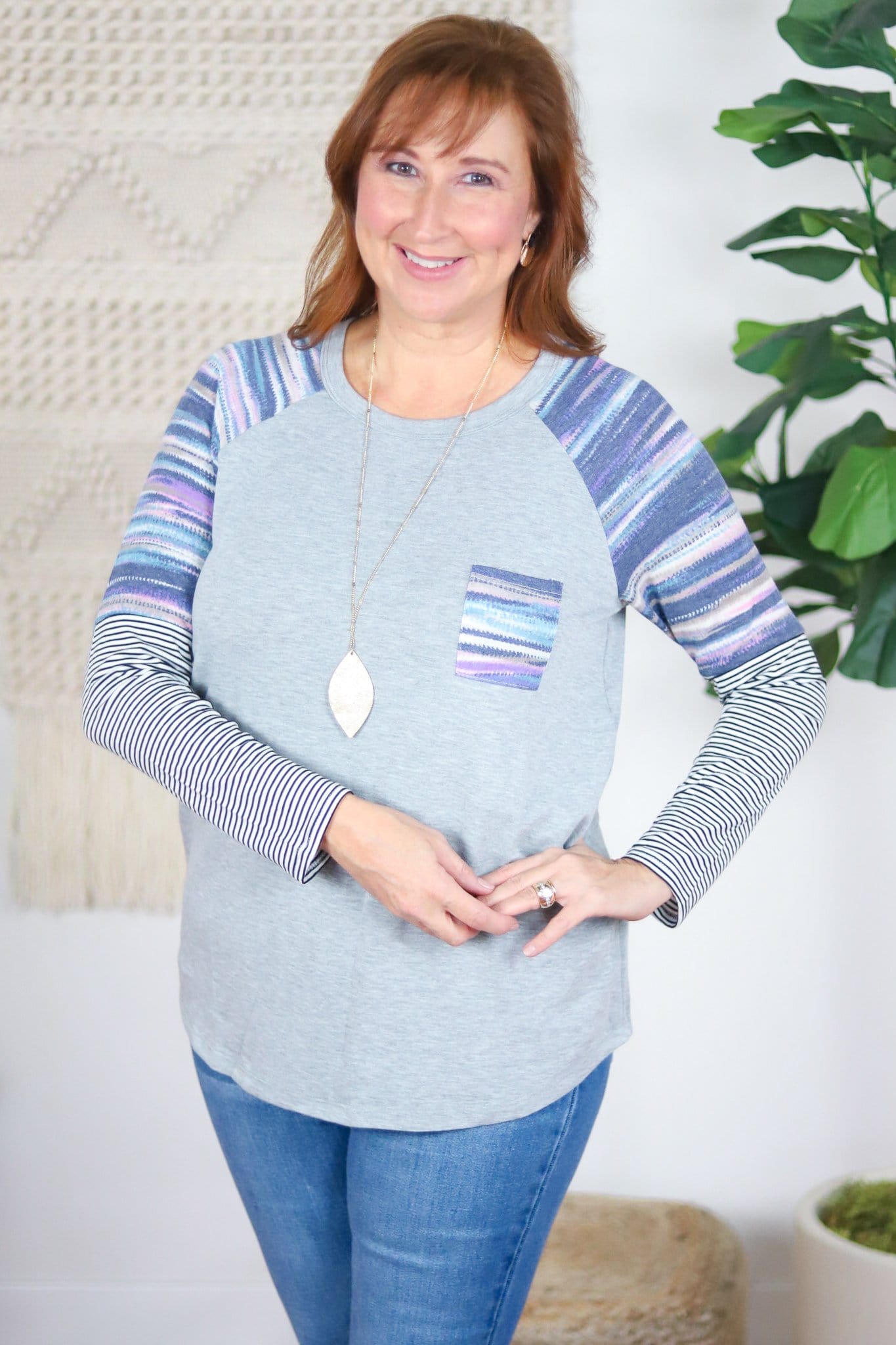 colorful long sleeve top