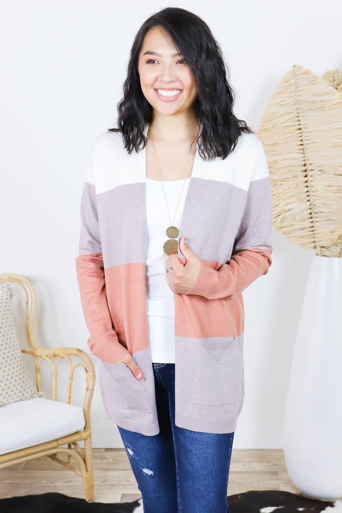 Mocha & Rust Super Soft Colorblock Cardigan