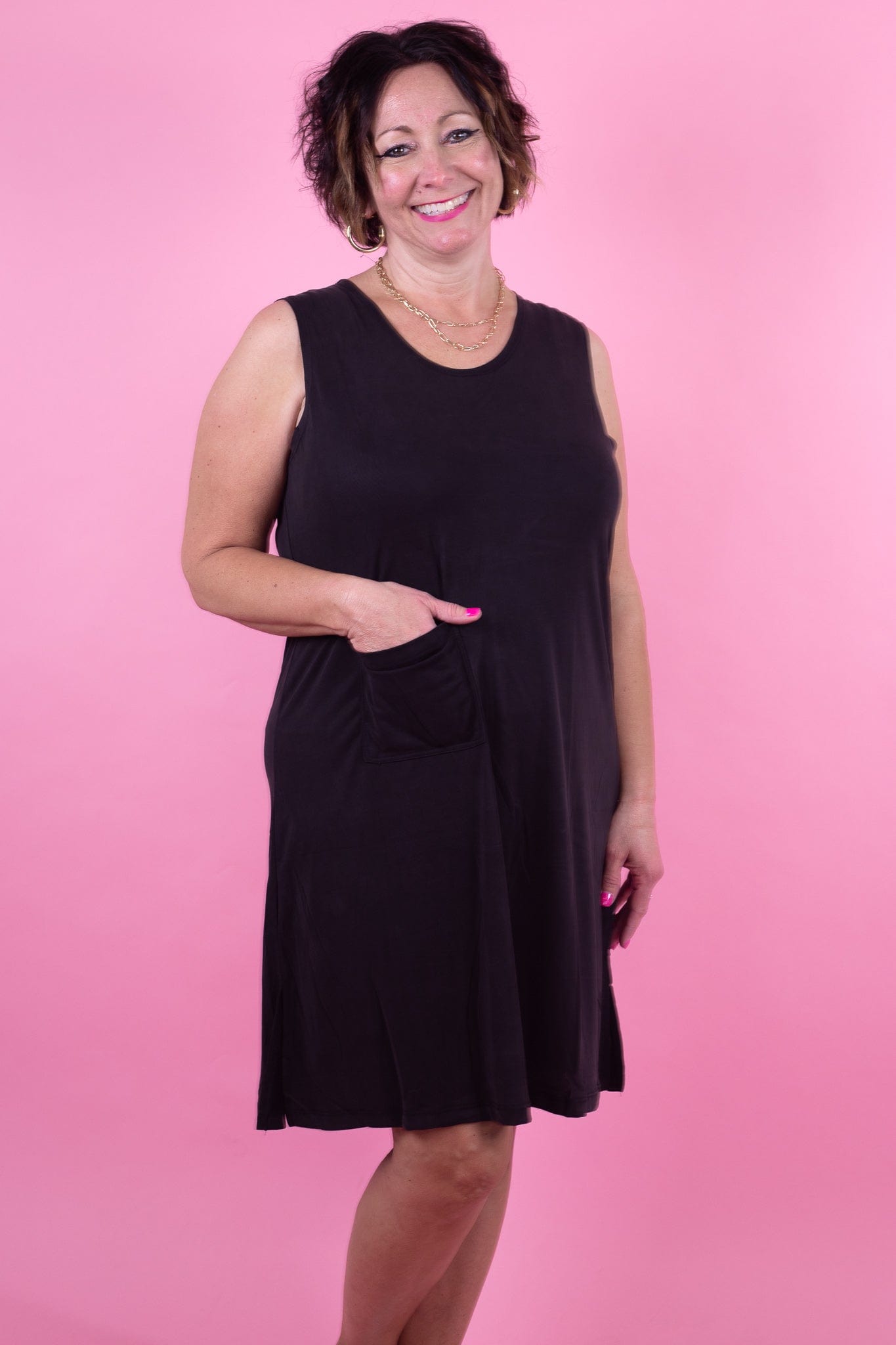 Black Shift Pocket Dress