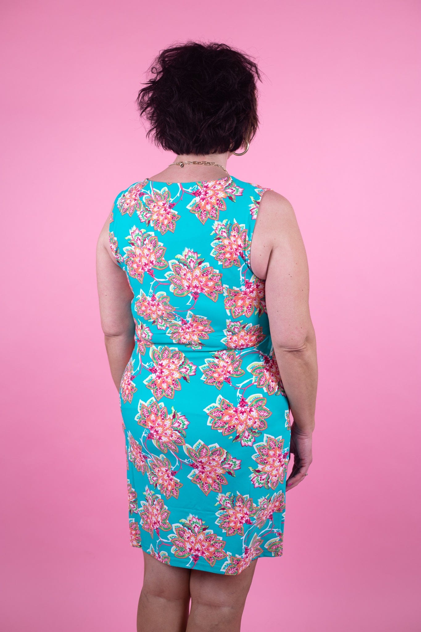 Teal & Coral Floral Dress