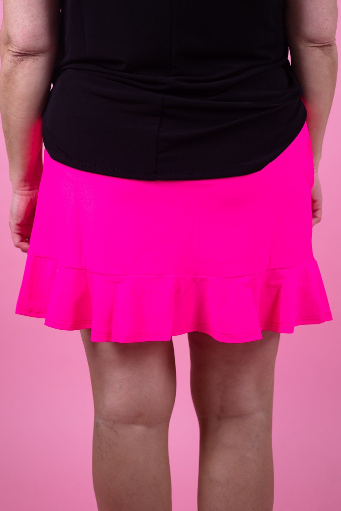 Hot Pink Ruffle Trim Skort