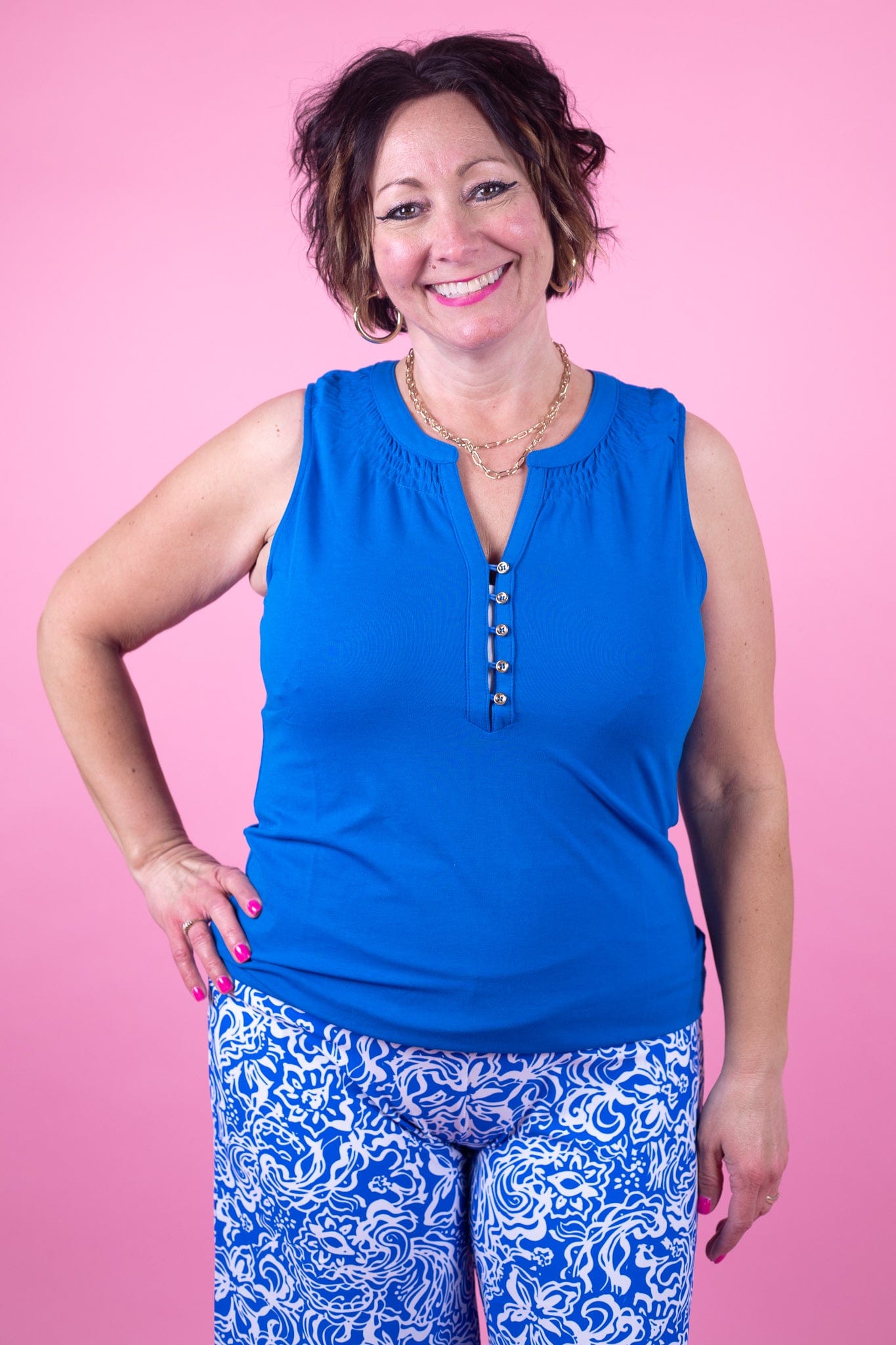 Royal Ruth Smocked Neckline Top
