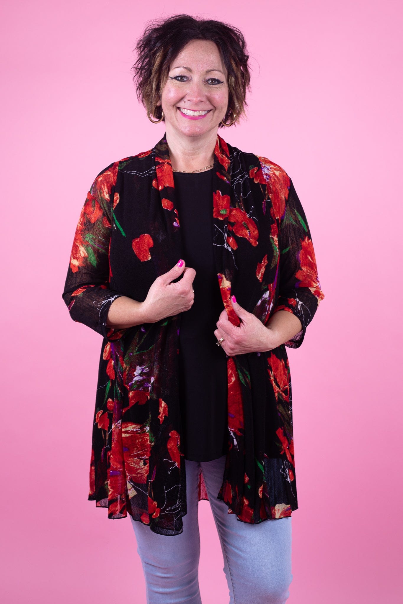 Rose Colored Glasses Mesh Cardigan