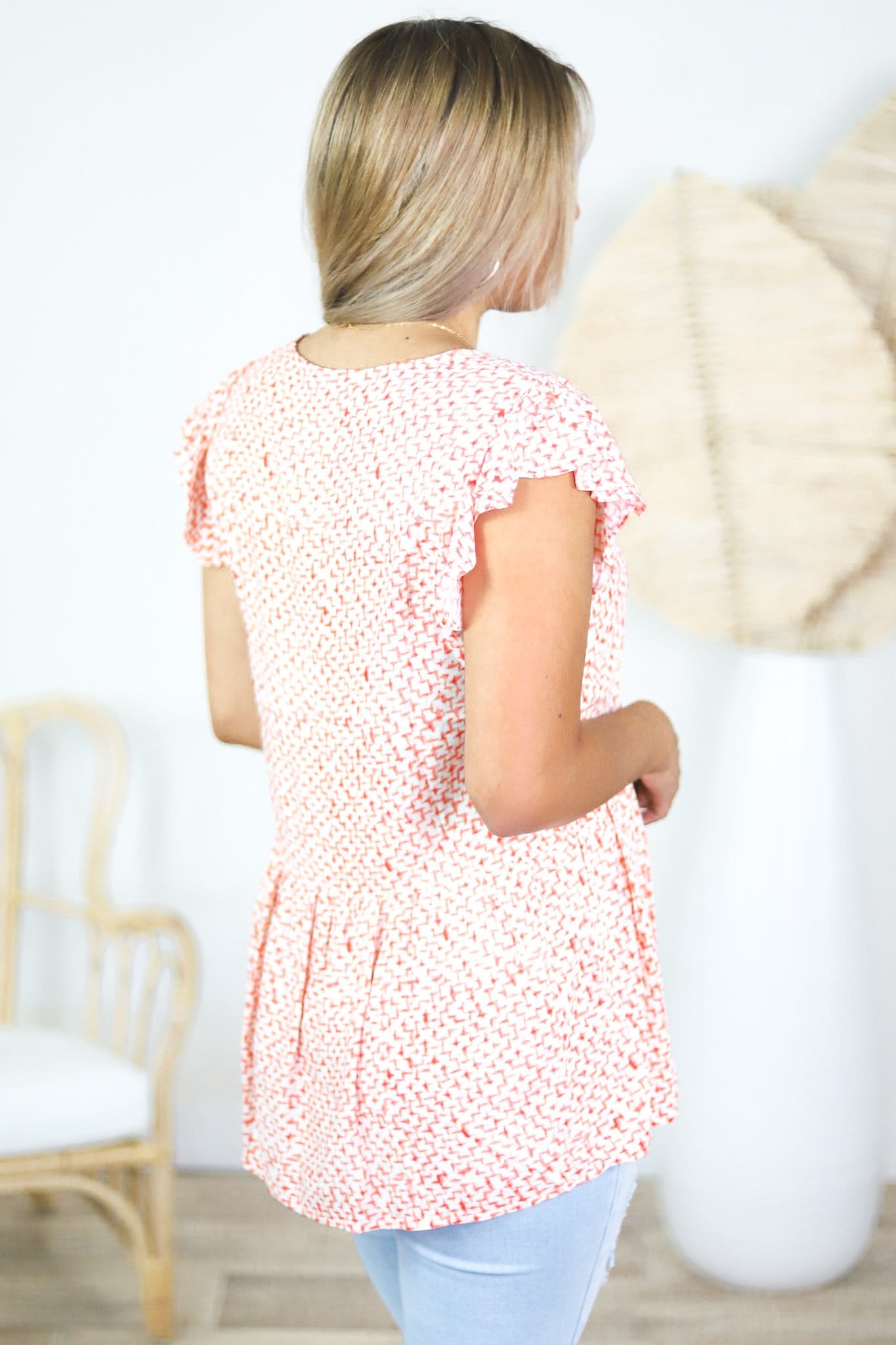 Ruffle Shoulder Blouse Top