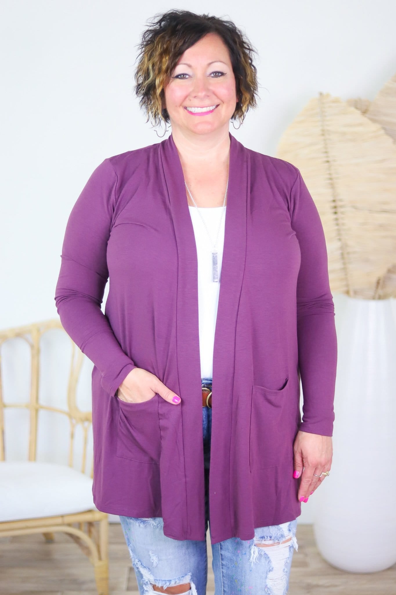 Slouchy Pocket Open Cardigan - Soft Hues Collection