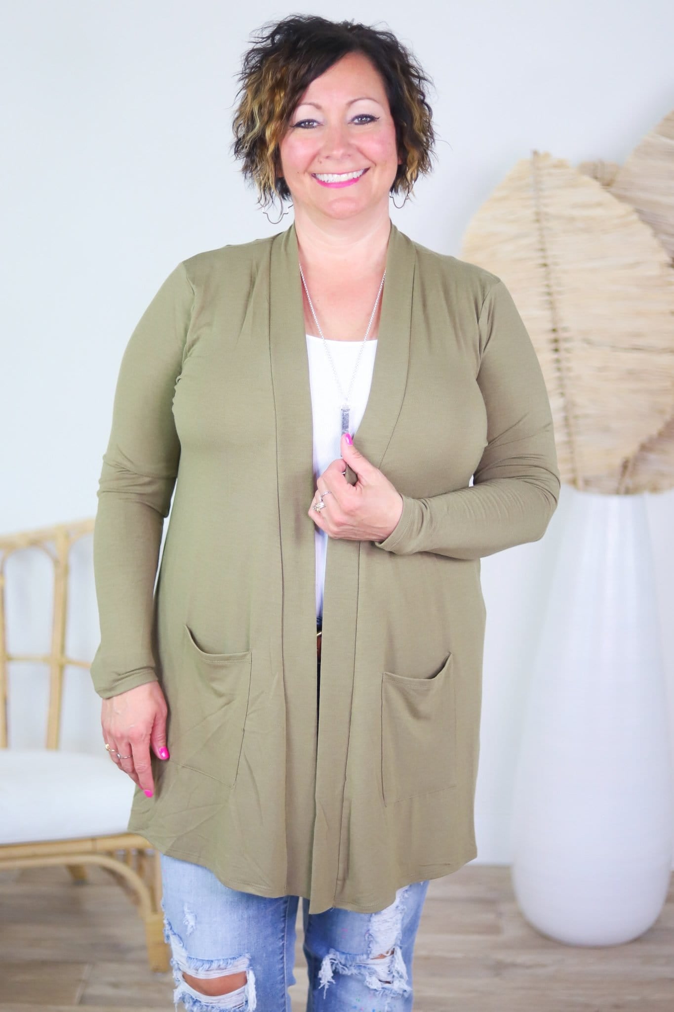 Slouchy Pocket Open Cardigan - Soft Hues Collection
