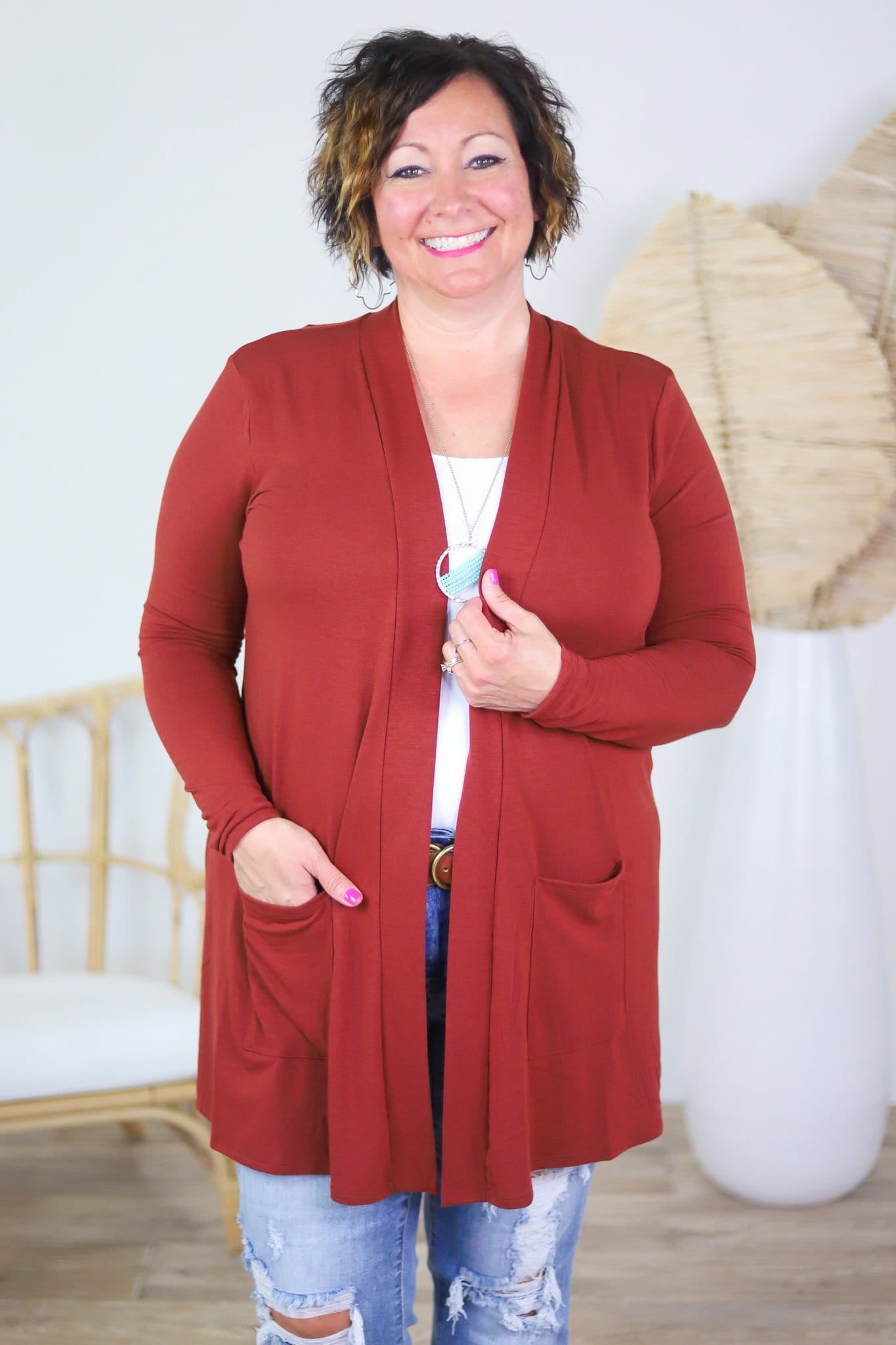 Slouchy Pocket Open Cardigan - Soft Hues Collection