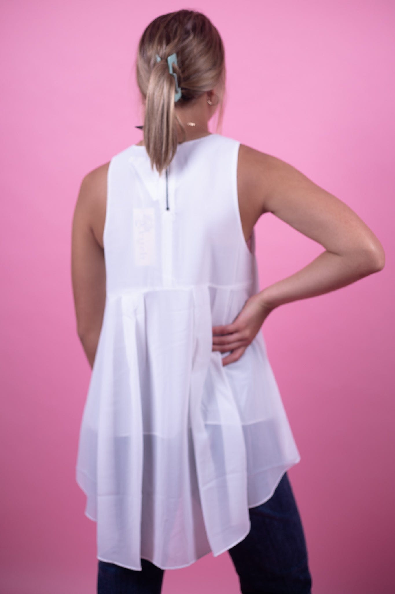 White High-Low Sleeveless Top