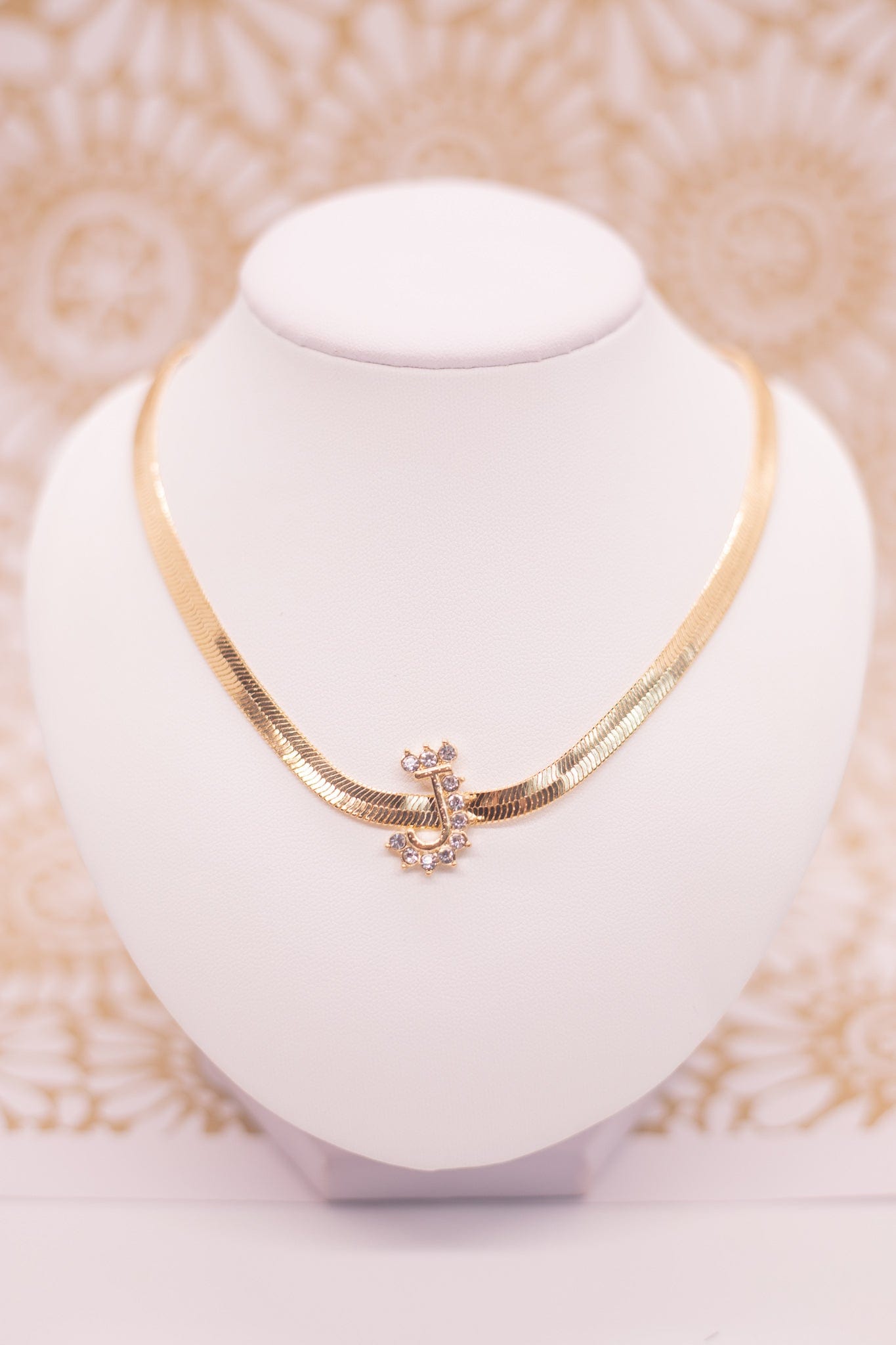 Gold Snake Chain Initial Necklace